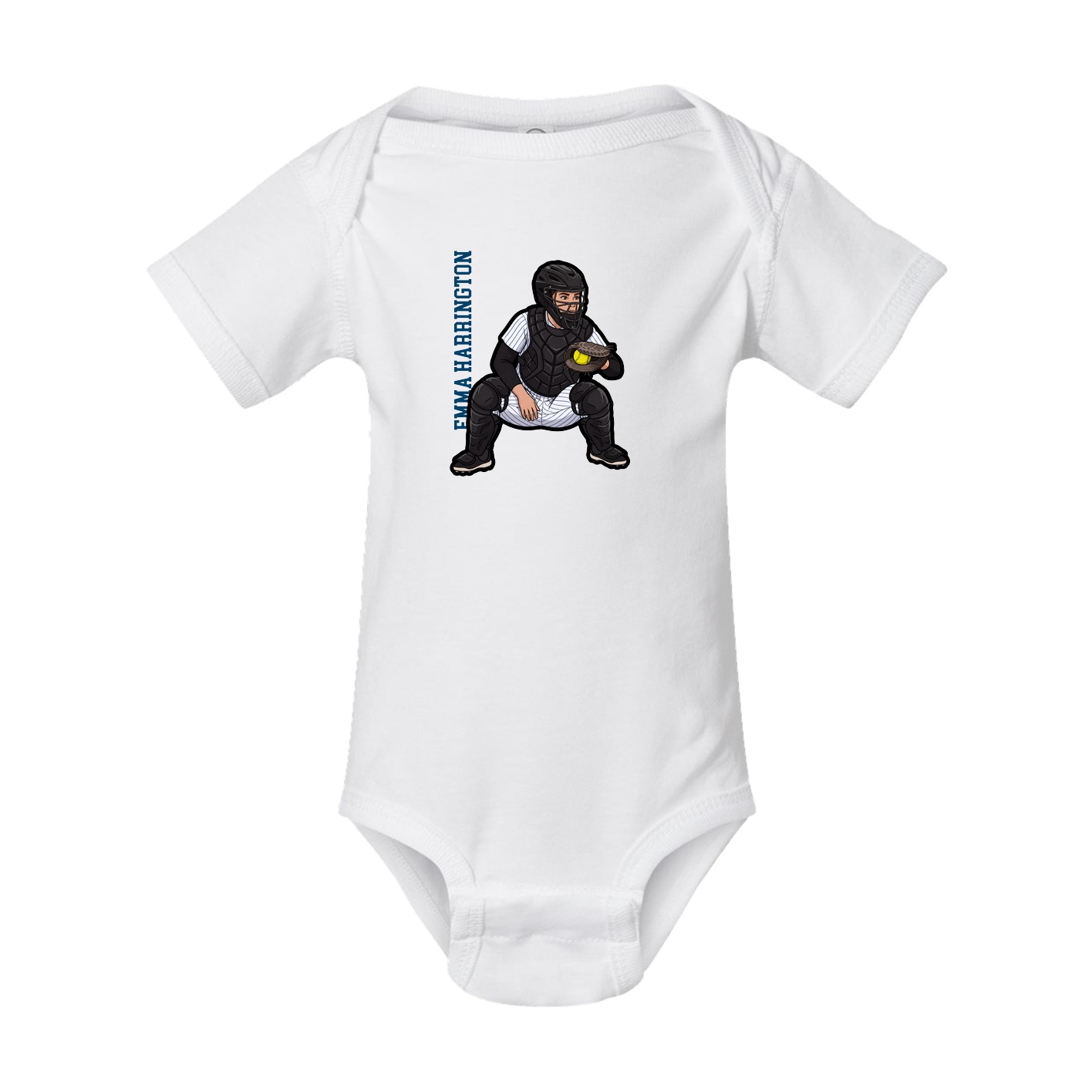 Baby Onesie — Name Vertical in White