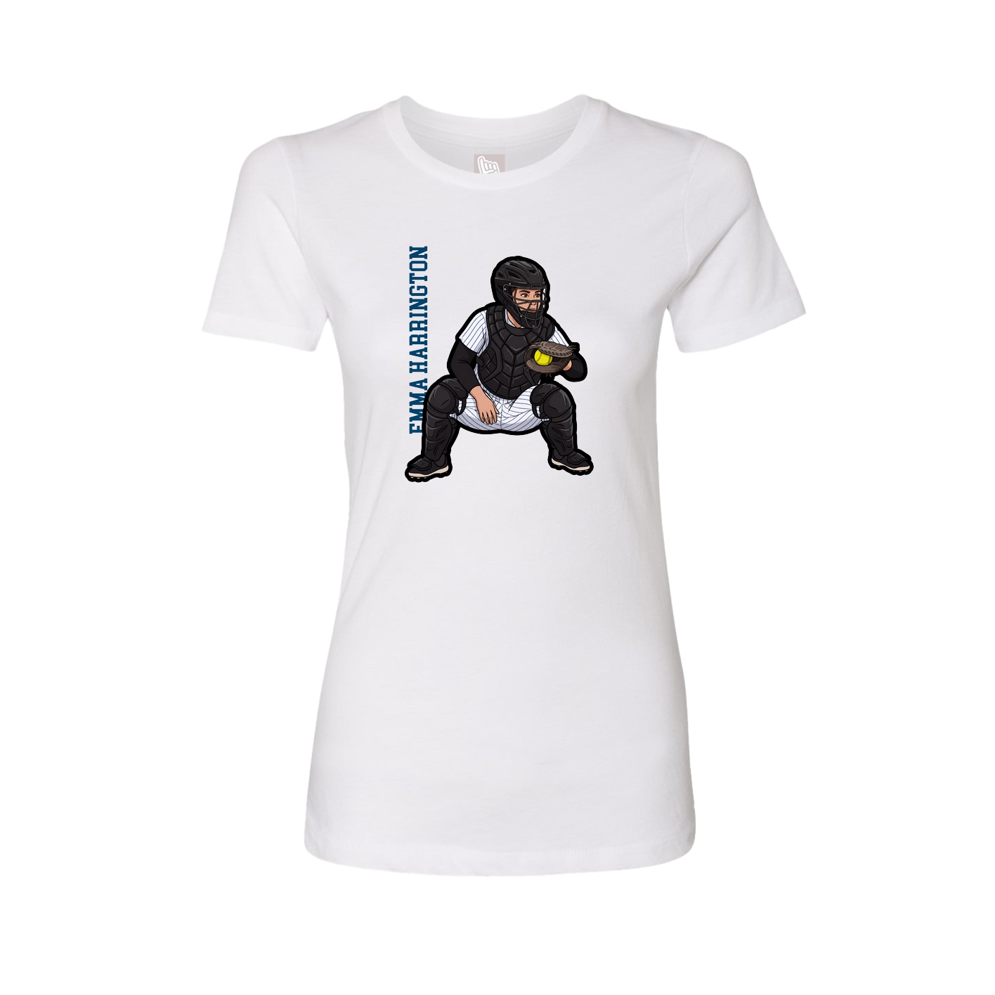 Fitted Women's Tee — Name Vertical in White