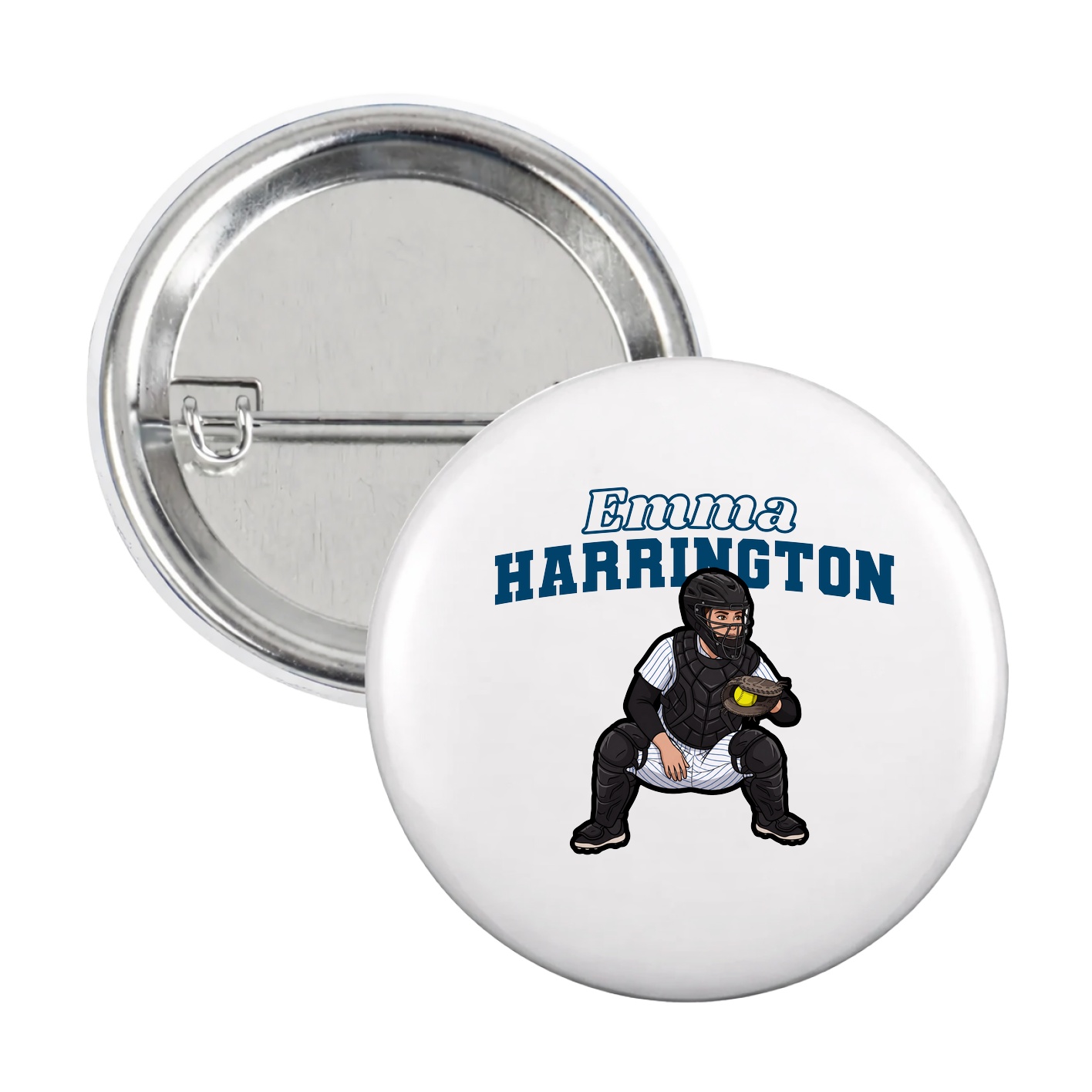 Game Day Button — Name Arch in White