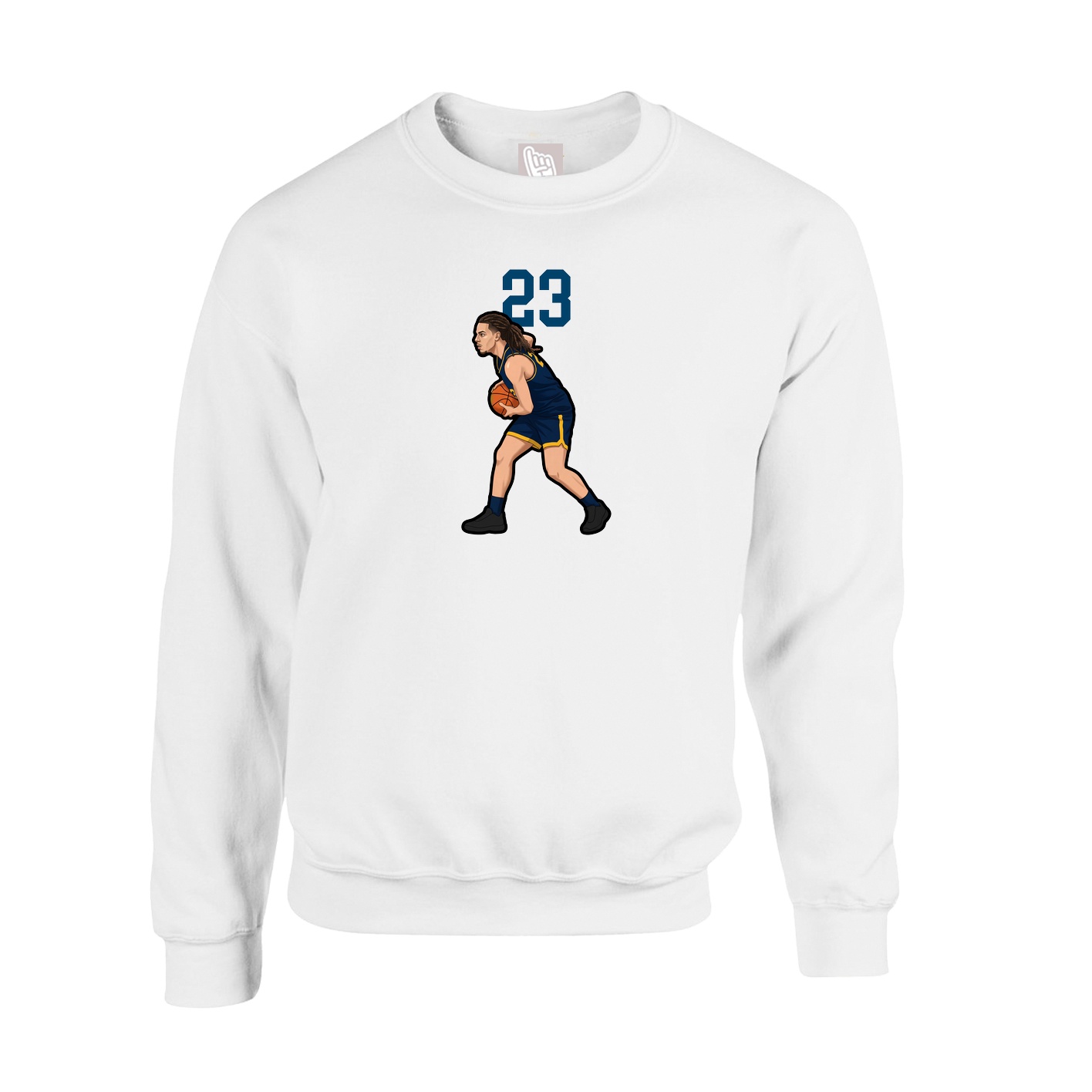 Fleece Crew — Number Top in White