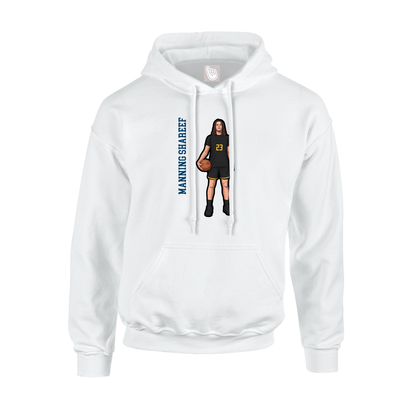 Youth Hoodie — Name Vertical in White