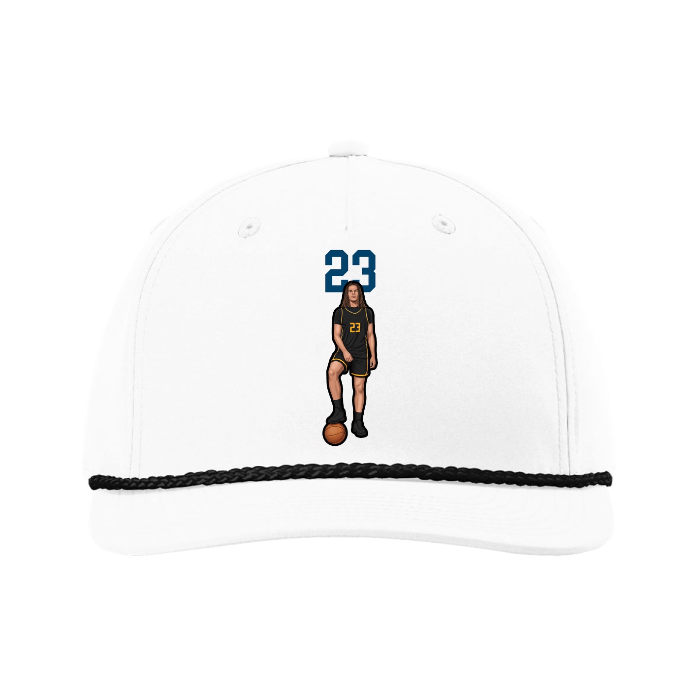 Five-Panel Classic Rope Cap — Number Top in White