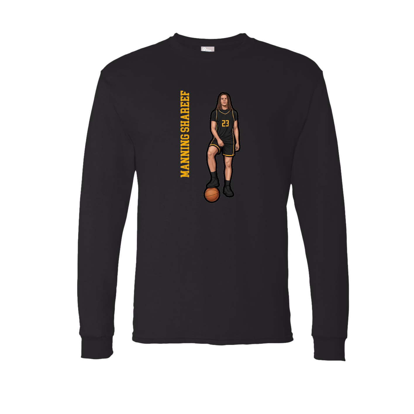 Long Sleeve Tee — Name Vertical in Black