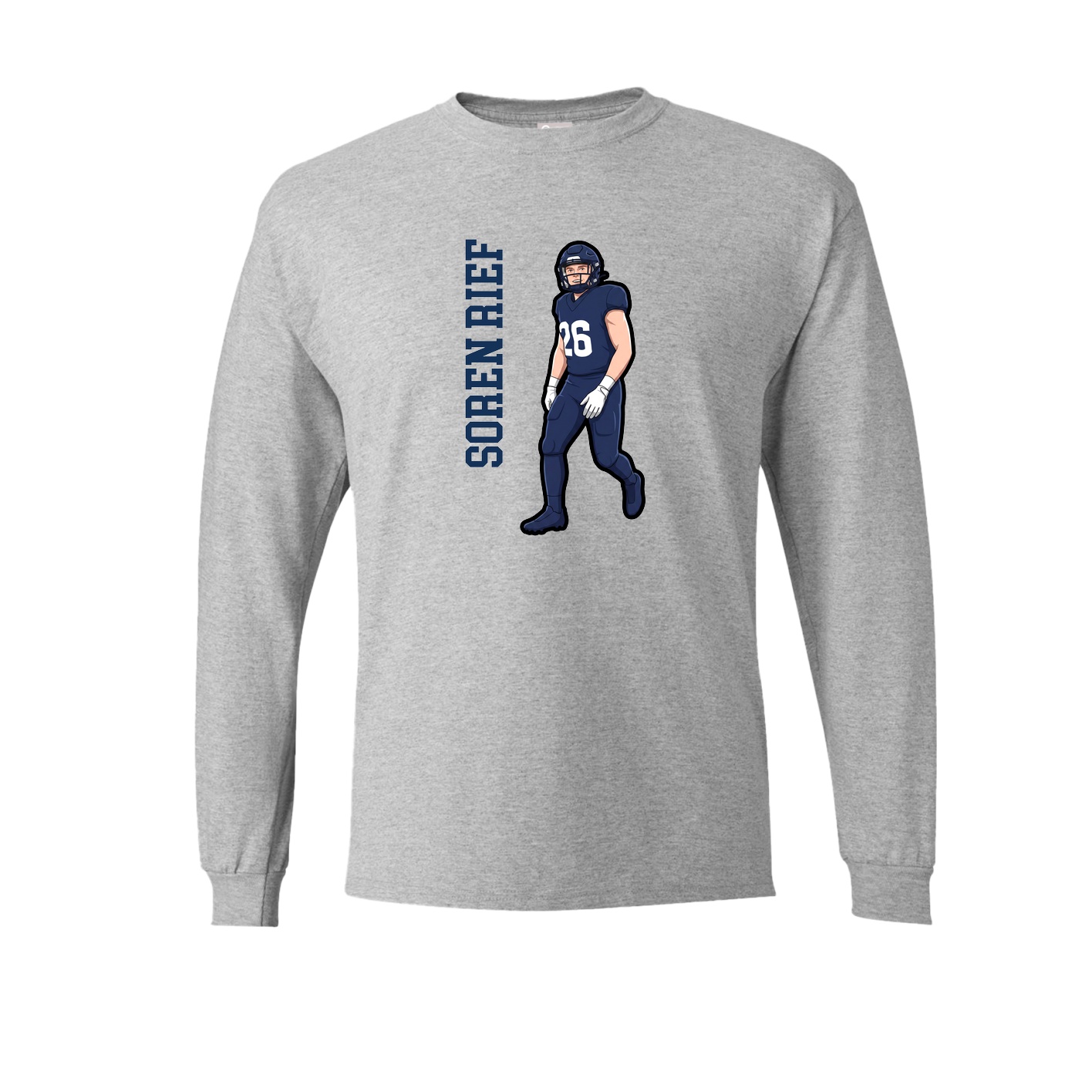 Long Sleeve Tee — Name Vertical in Grey