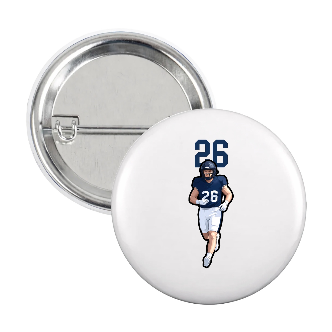 Game Day Button — Number Top in White
