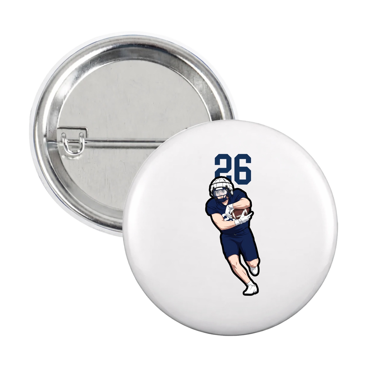 Game Day Button — Number Top in White