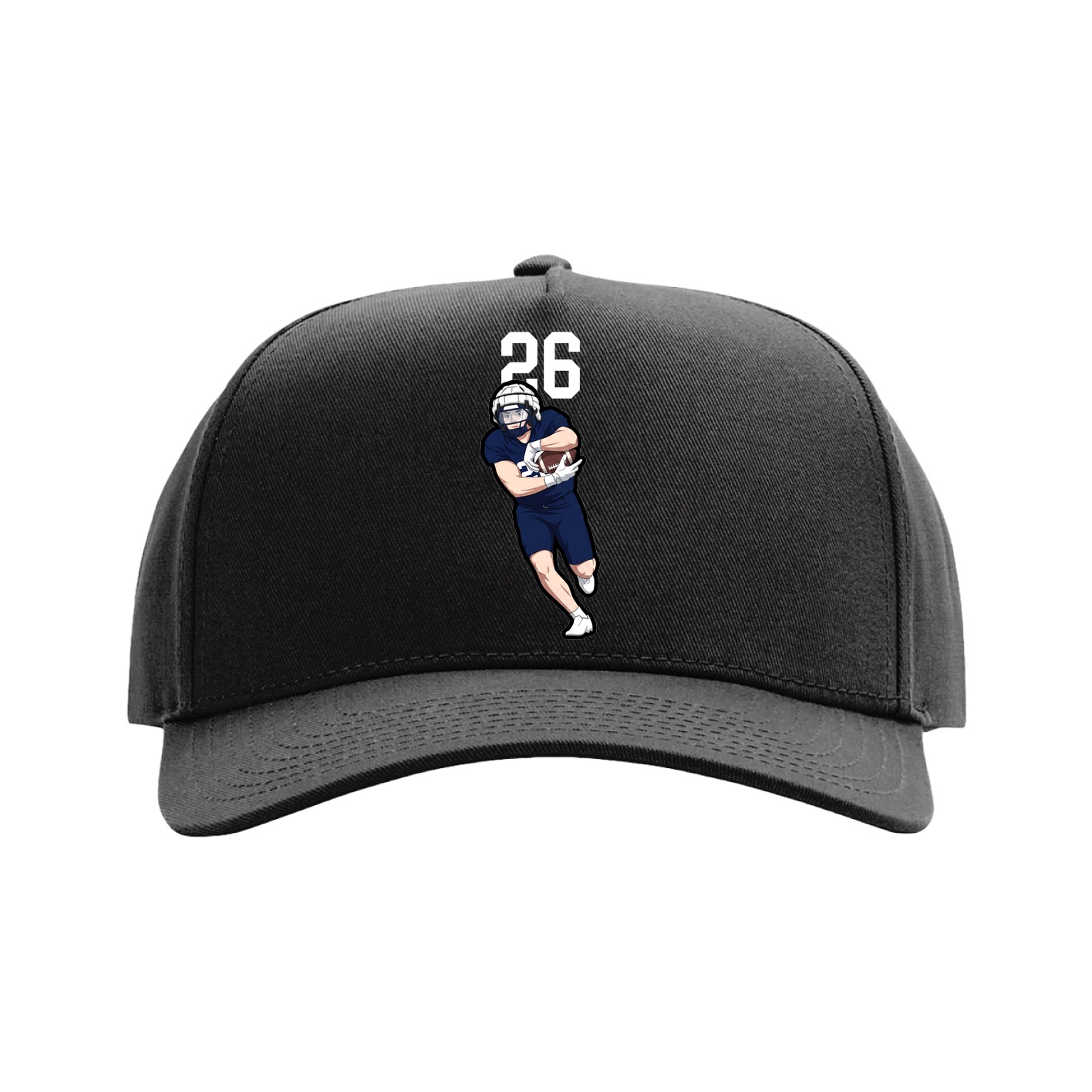 Full Fabric Five-Panel Champ Cap — Number Top in Black