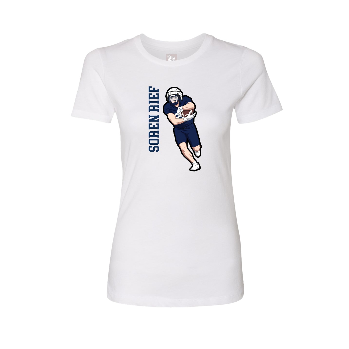 Womens Tee — Name Vertical in White