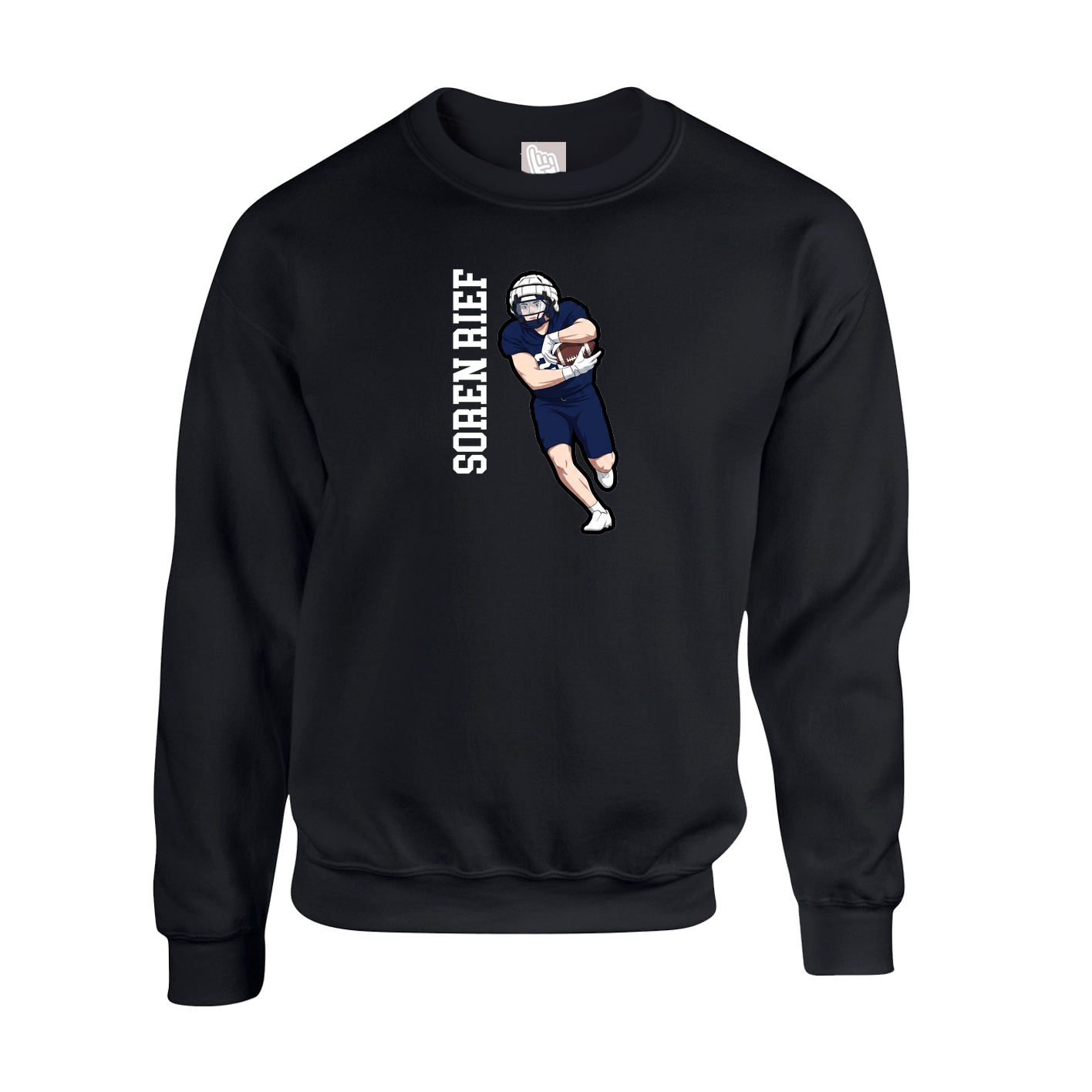 Fleece Crew — Name Vertical in Black