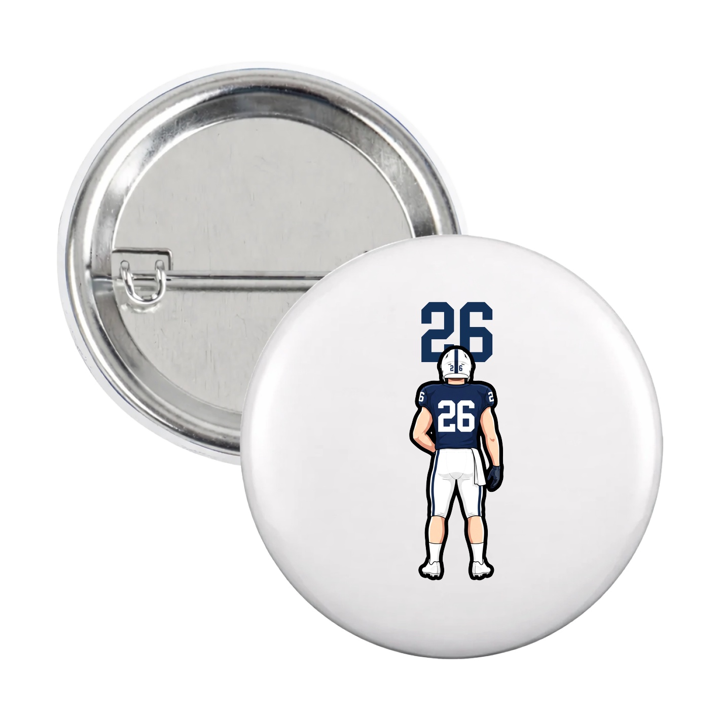 Game Day Button — Number Top in White