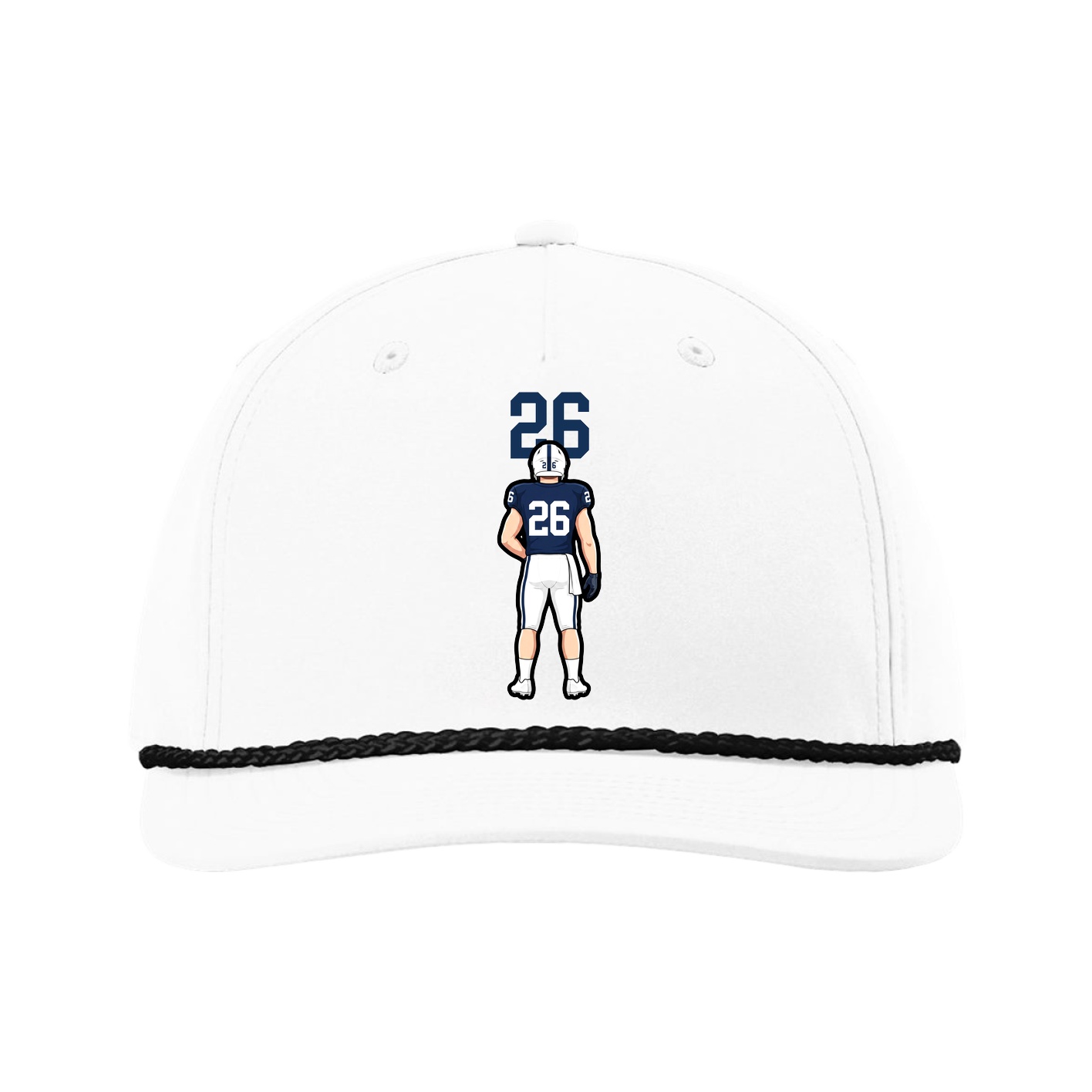 Five-Panel Classic Rope Cap — Number Top in White