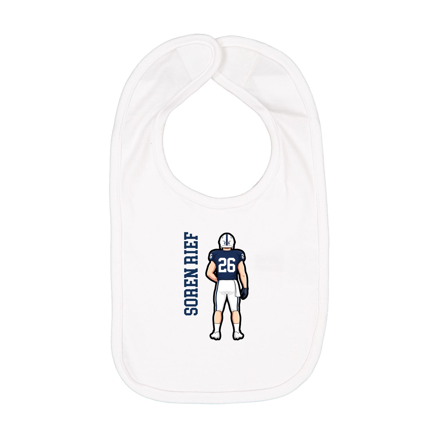 Infant Bib — Name Vertical in White