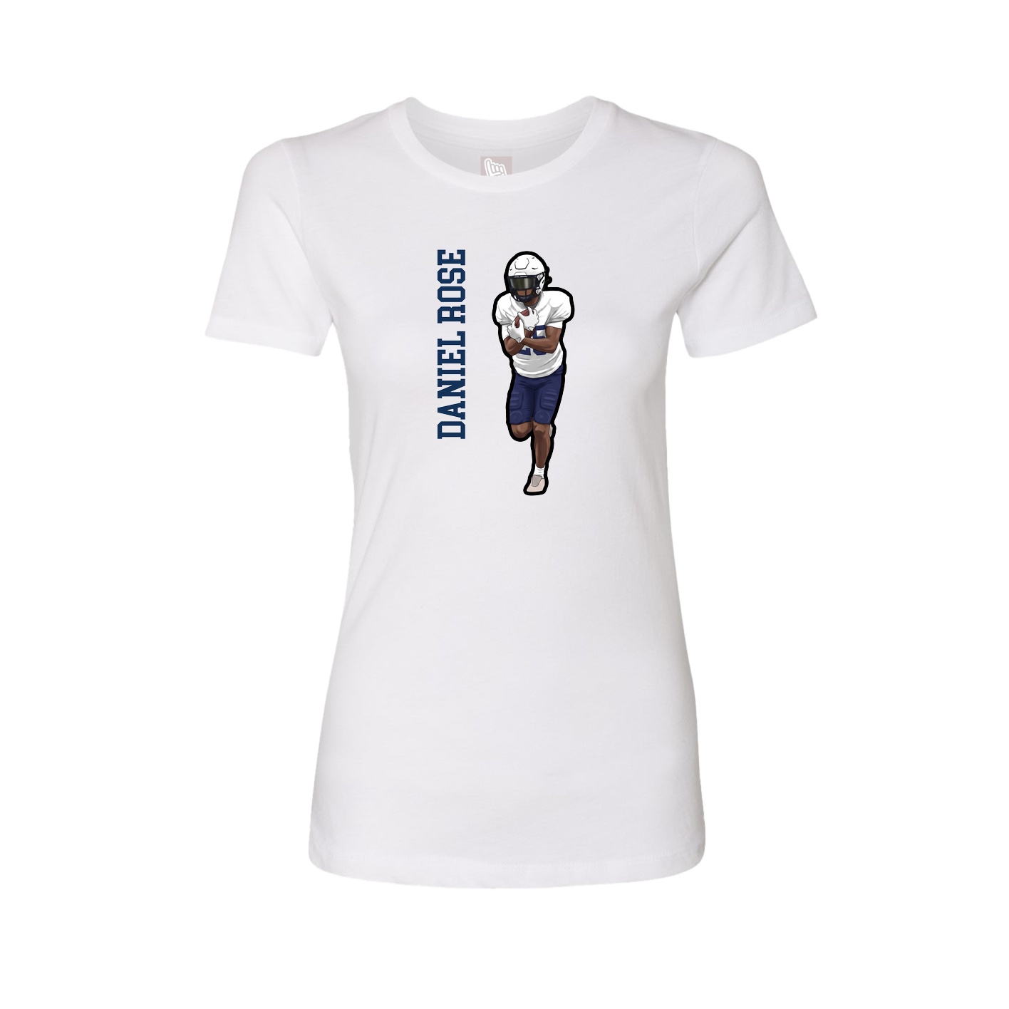 Fitted Women's Tee — Name Vertical in White