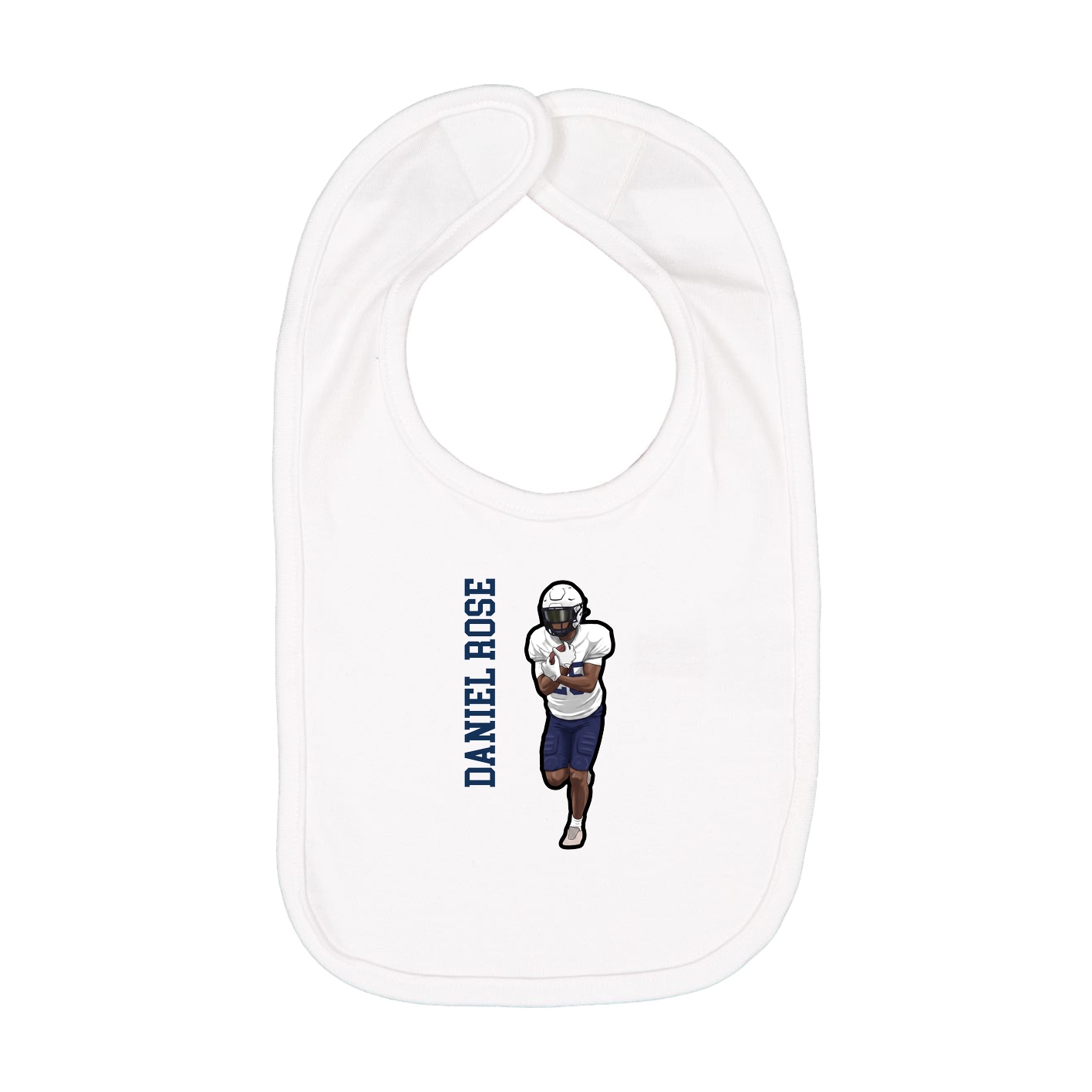 Infant Bib — Name Vertical in White