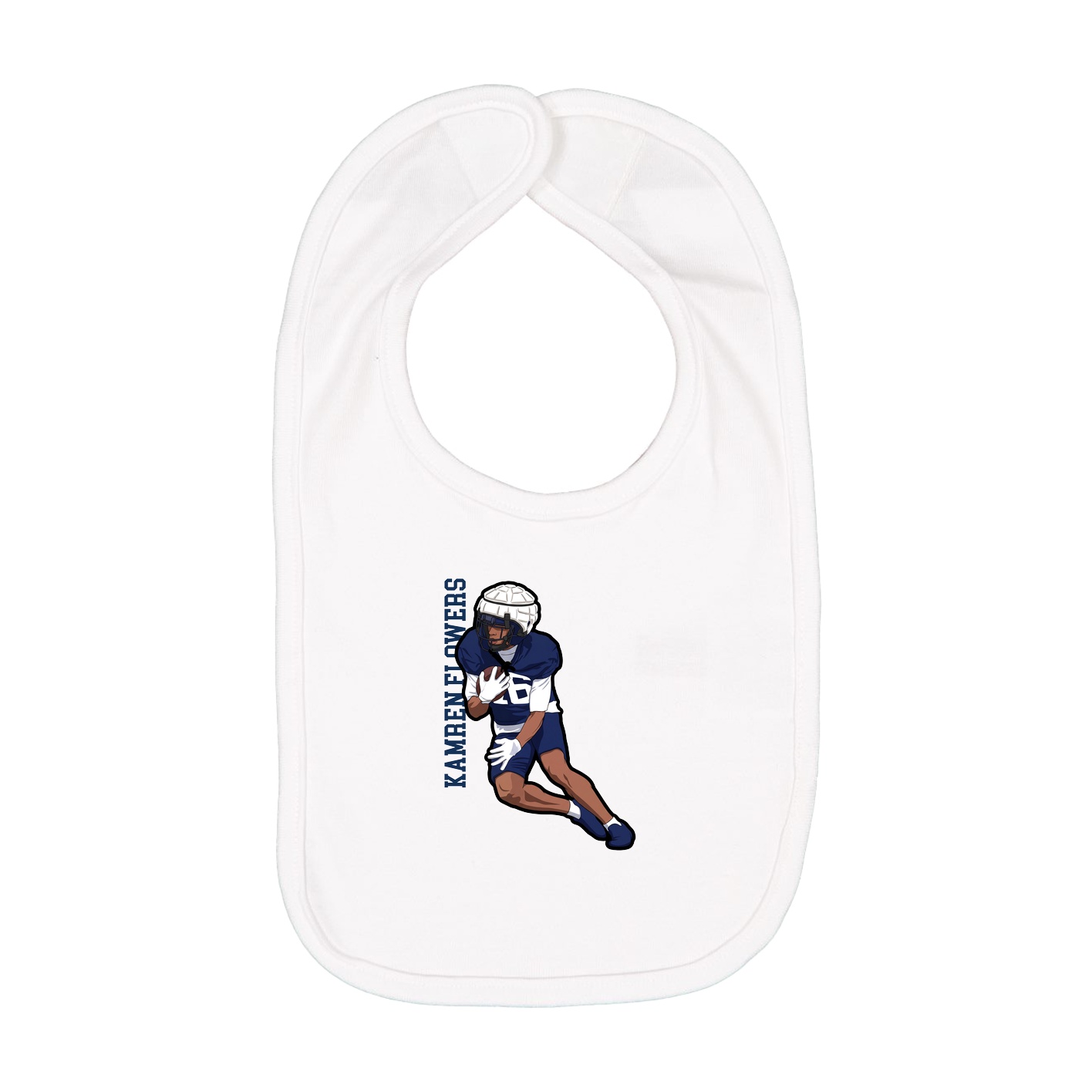 Infant Bib — Name Vertical in White