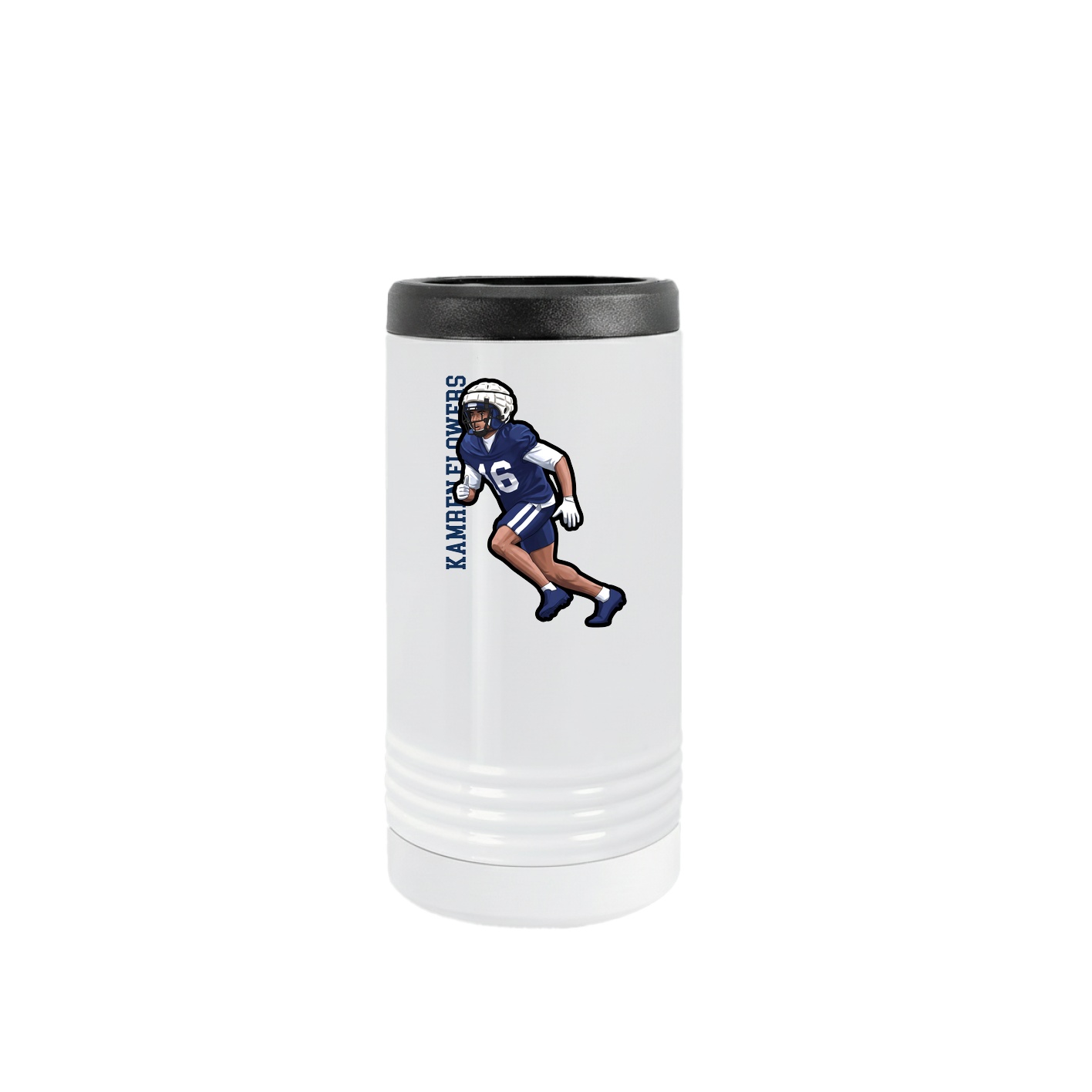 Slim Beverage Holder — Name Vertical in White