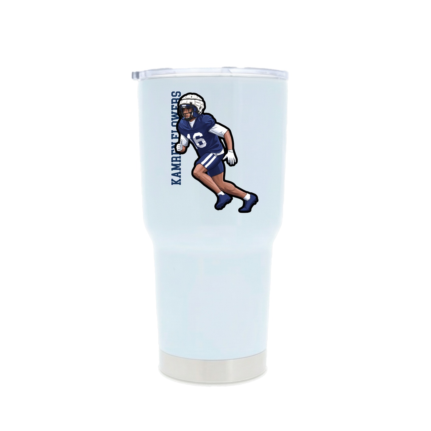 30oz Stainless Steel Tumbler — Name Vertical in White