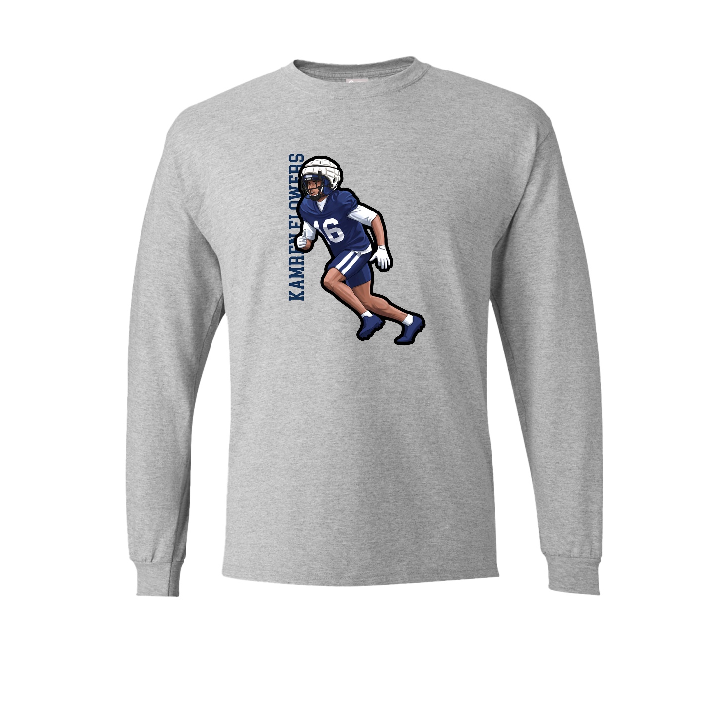 Long Sleeve Tee — Name Vertical in Grey