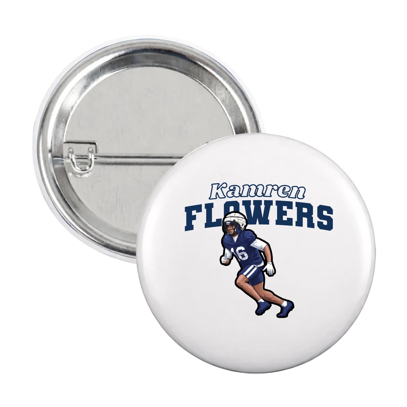 Game Day Button — Name Arch in White