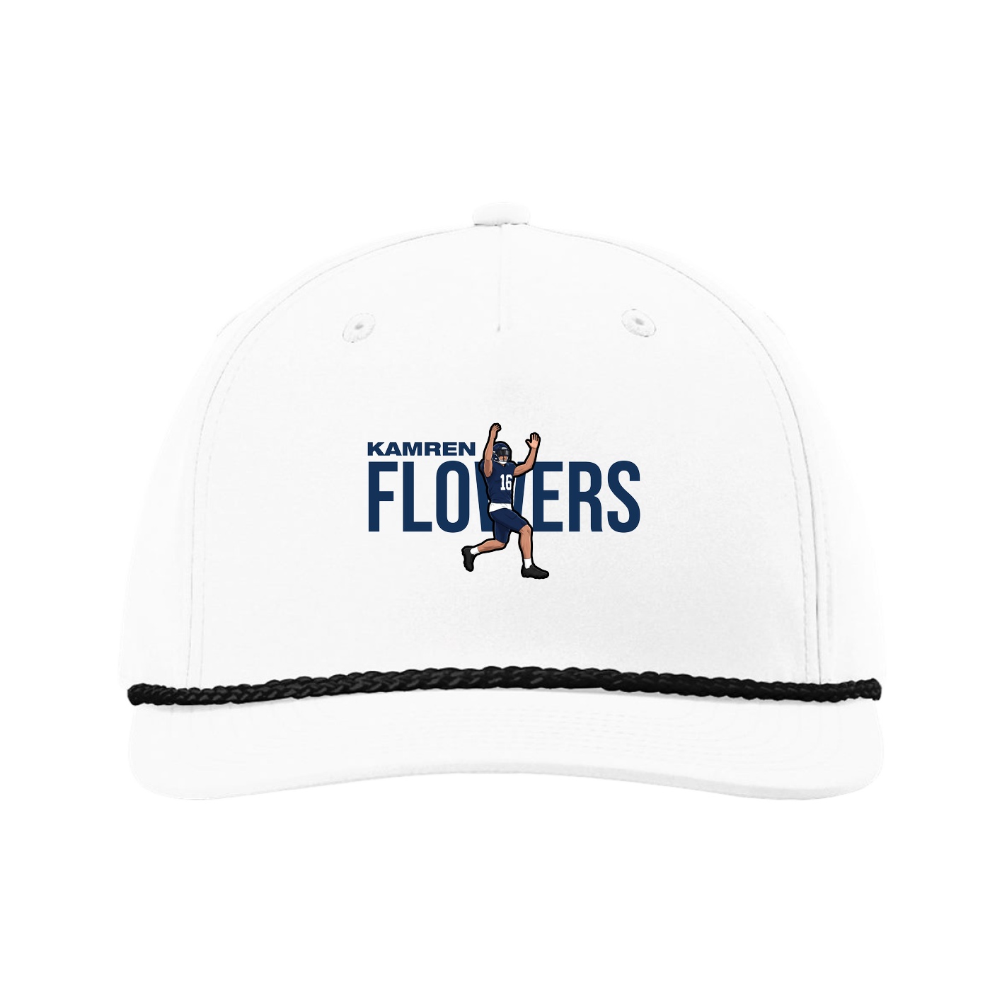 Five-Panel Classic Rope Cap — Player Name in White