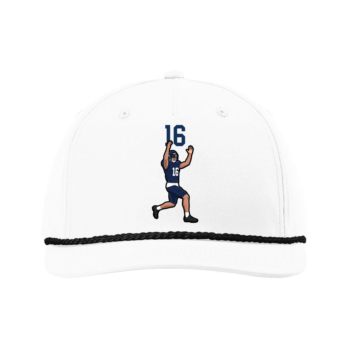 Five-Panel Classic Rope Cap — Number Top in White