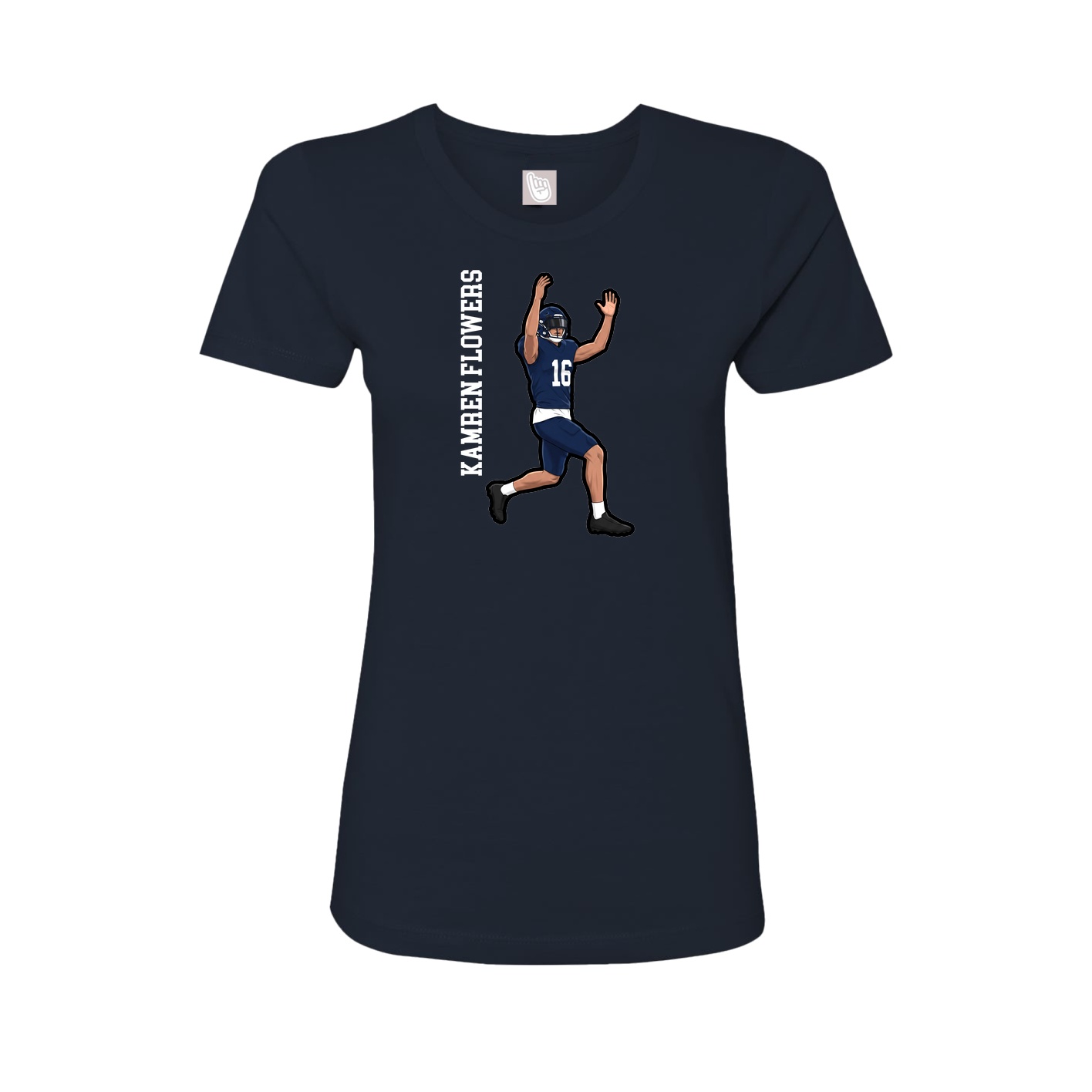 Fitted Women's Tee — Name Vertical in Navy