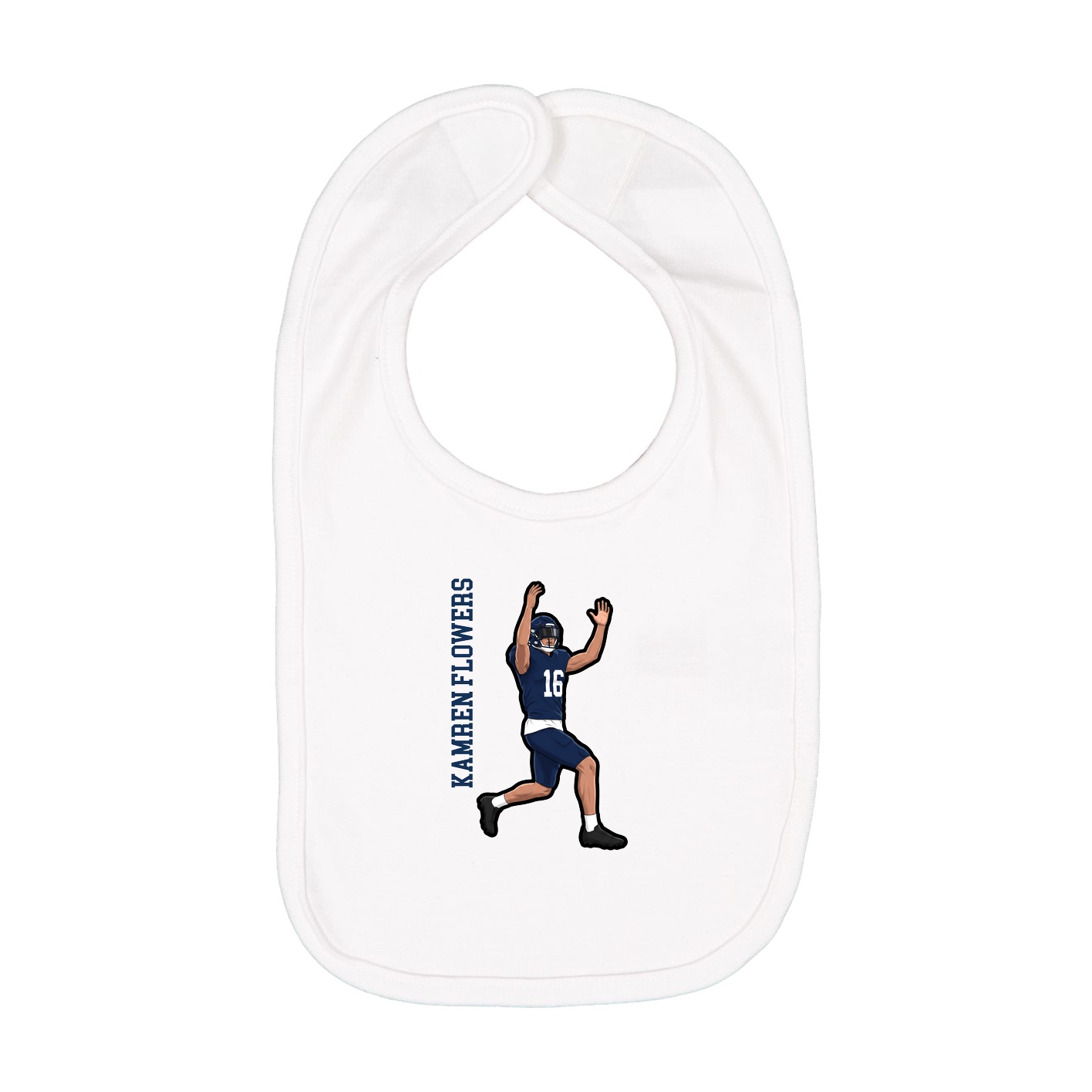 Infant Bib — Name Vertical in White