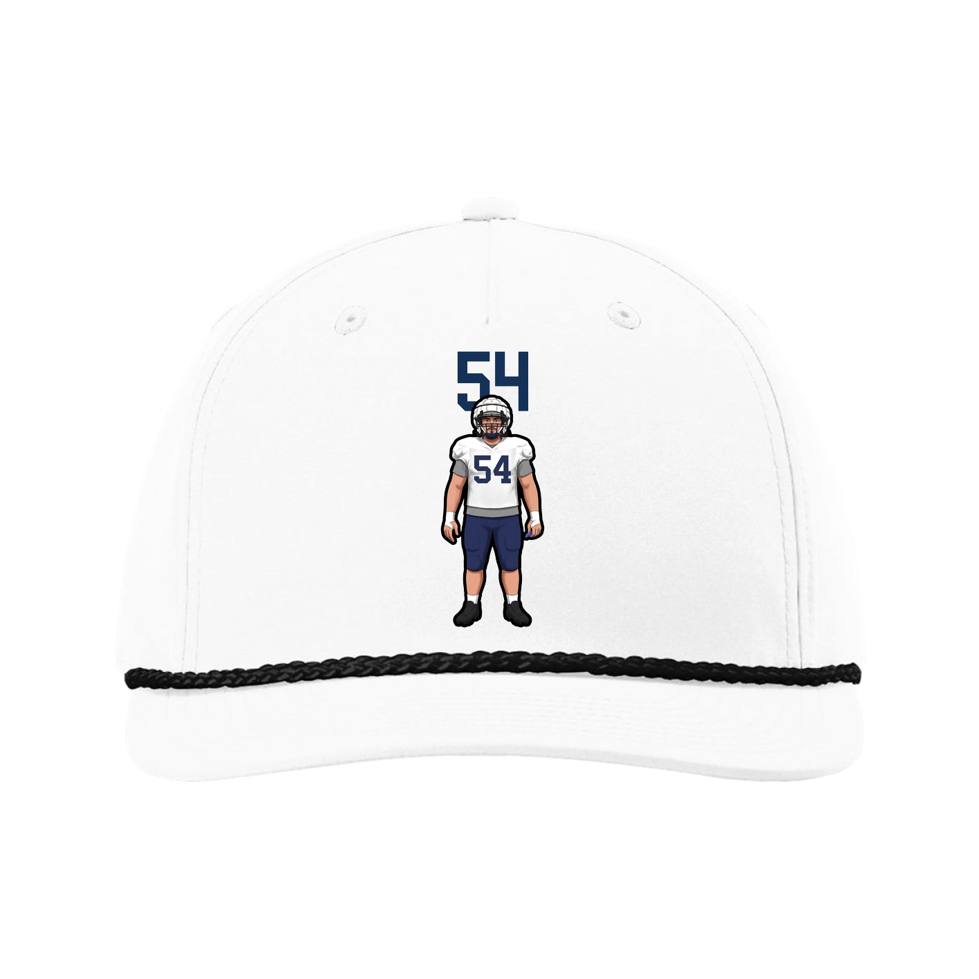 Five-Panel Classic Rope Cap — Number Top in White