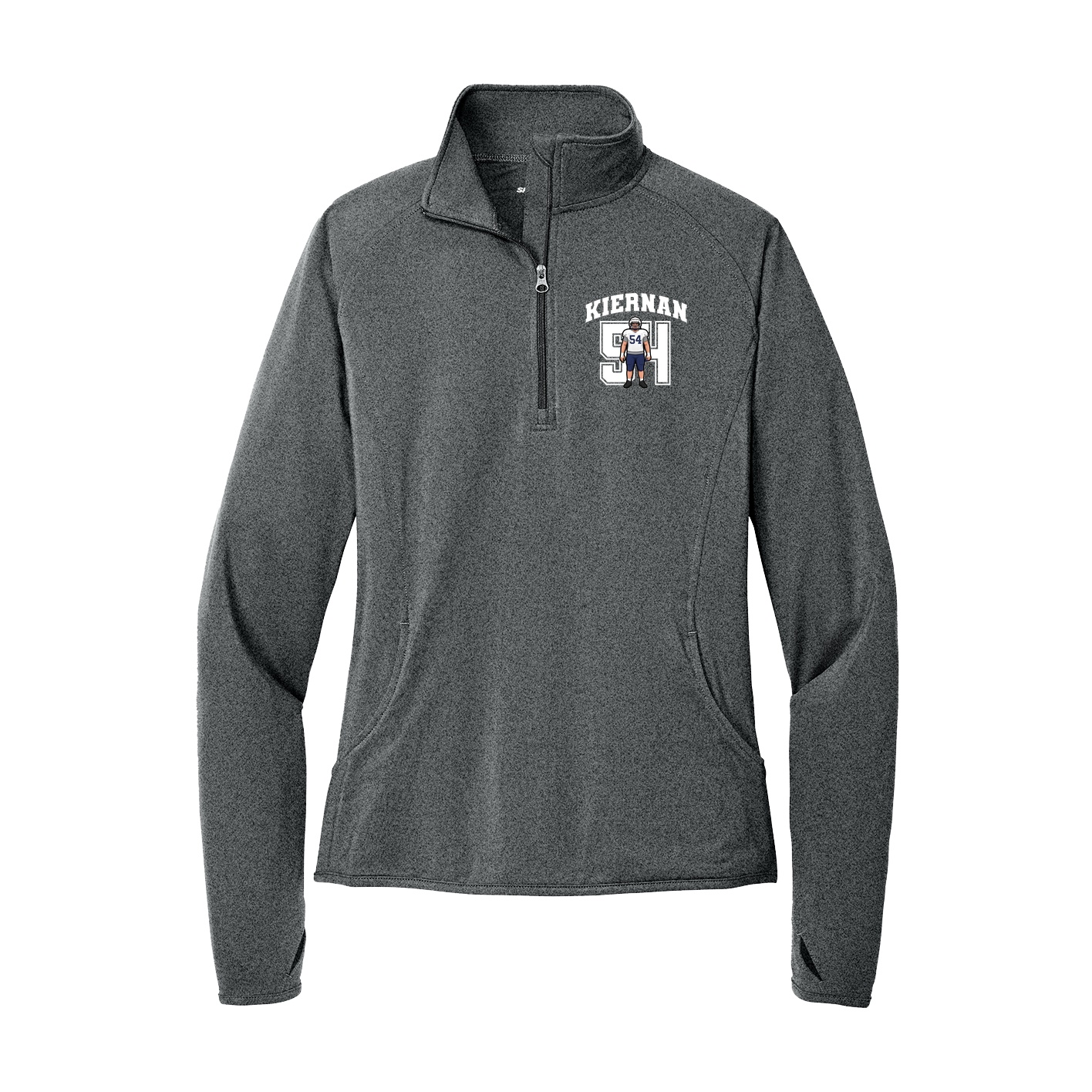 Women's Q-Zip Pullover — Number in Grey