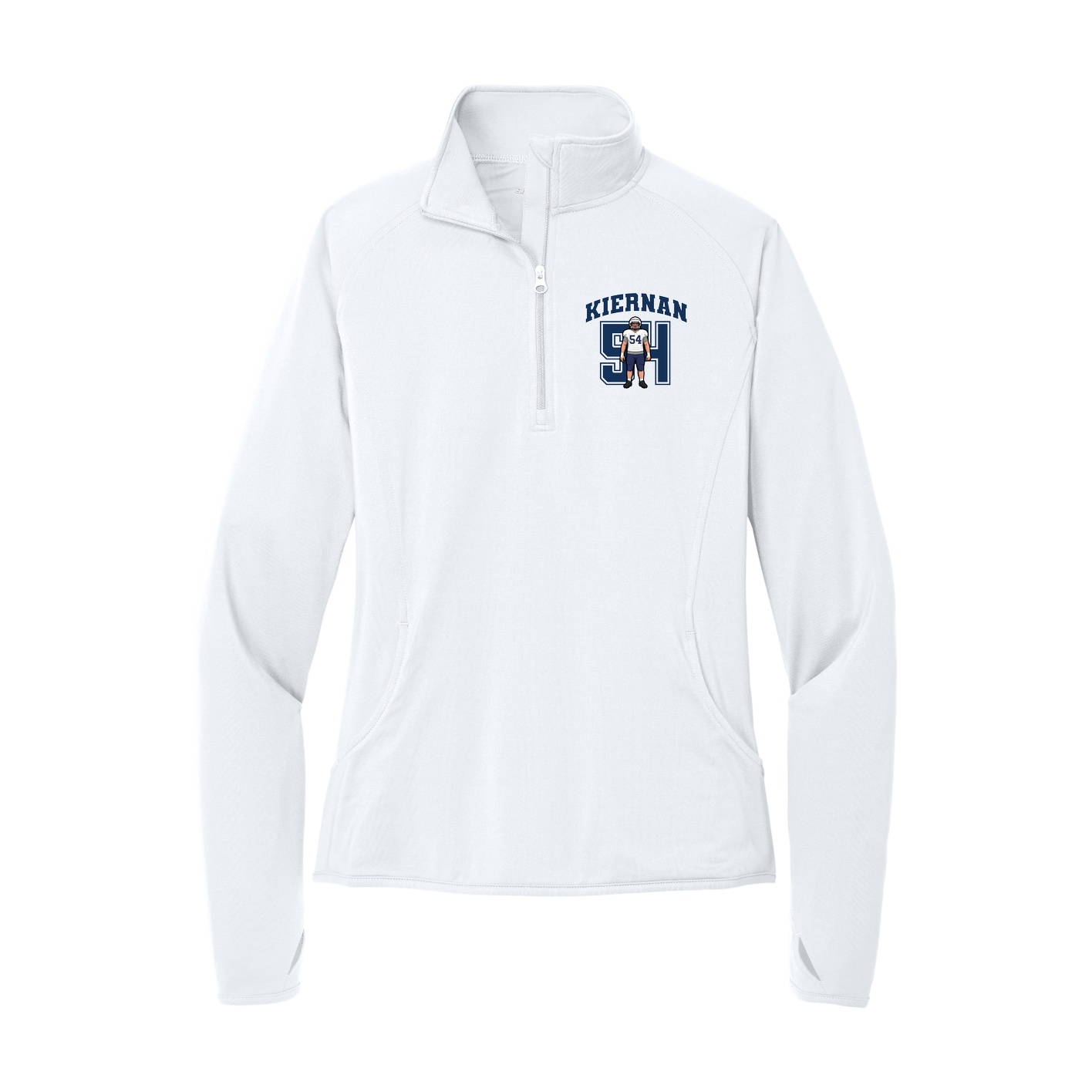 Women's Q-Zip Pullover — Number in White