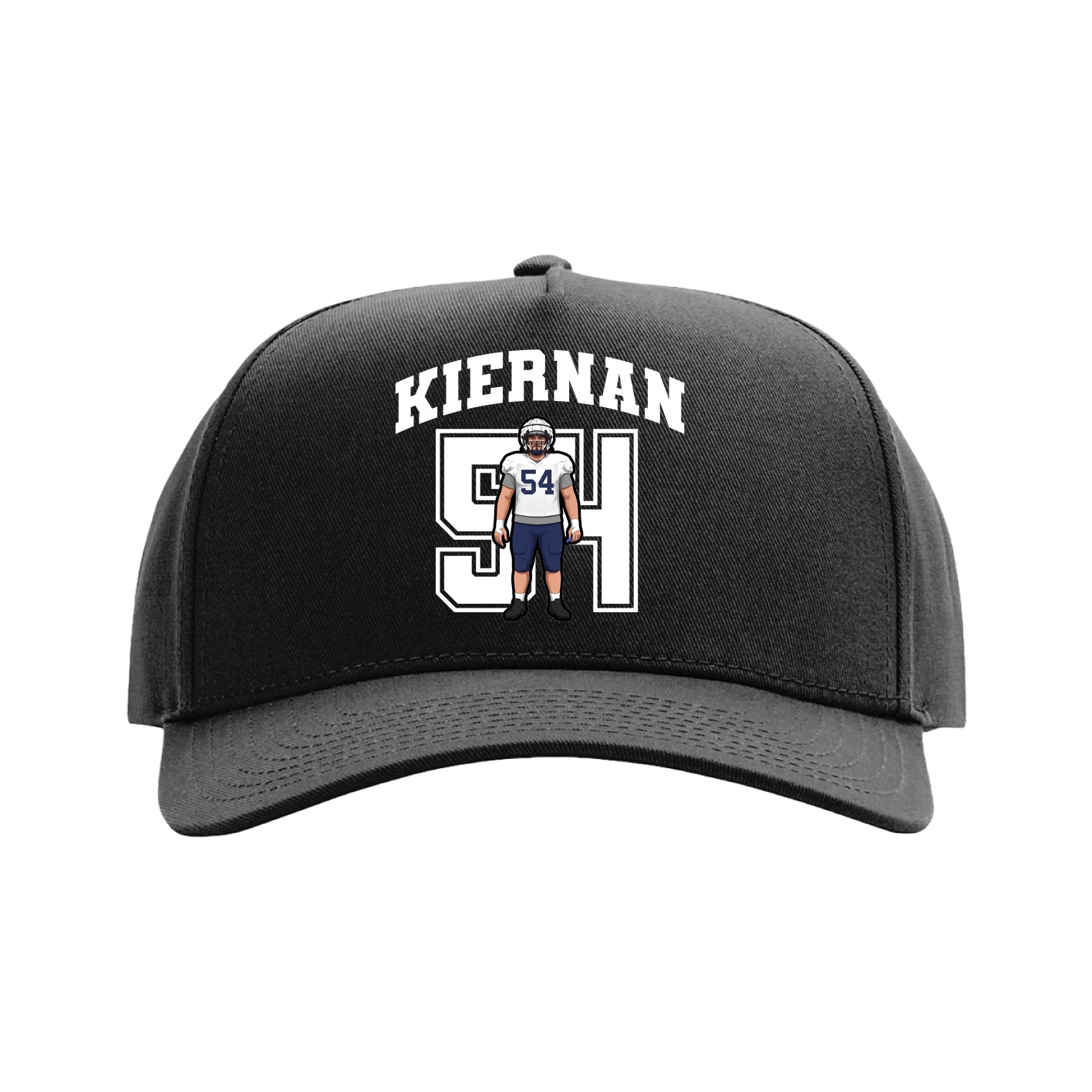 Full Fabric Five-Panel Champ Cap — Number in Black