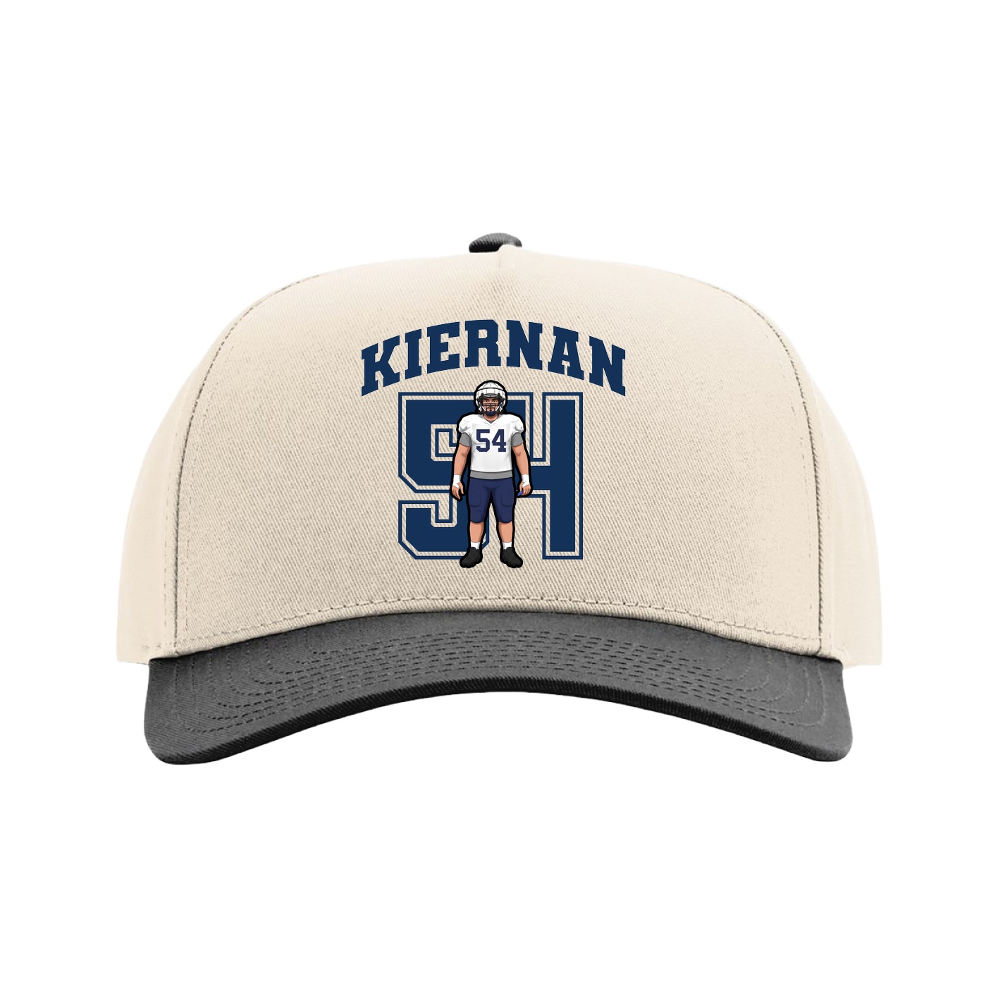 Full Fabric Five-Panel Champ Cap — Number in Cream/Black