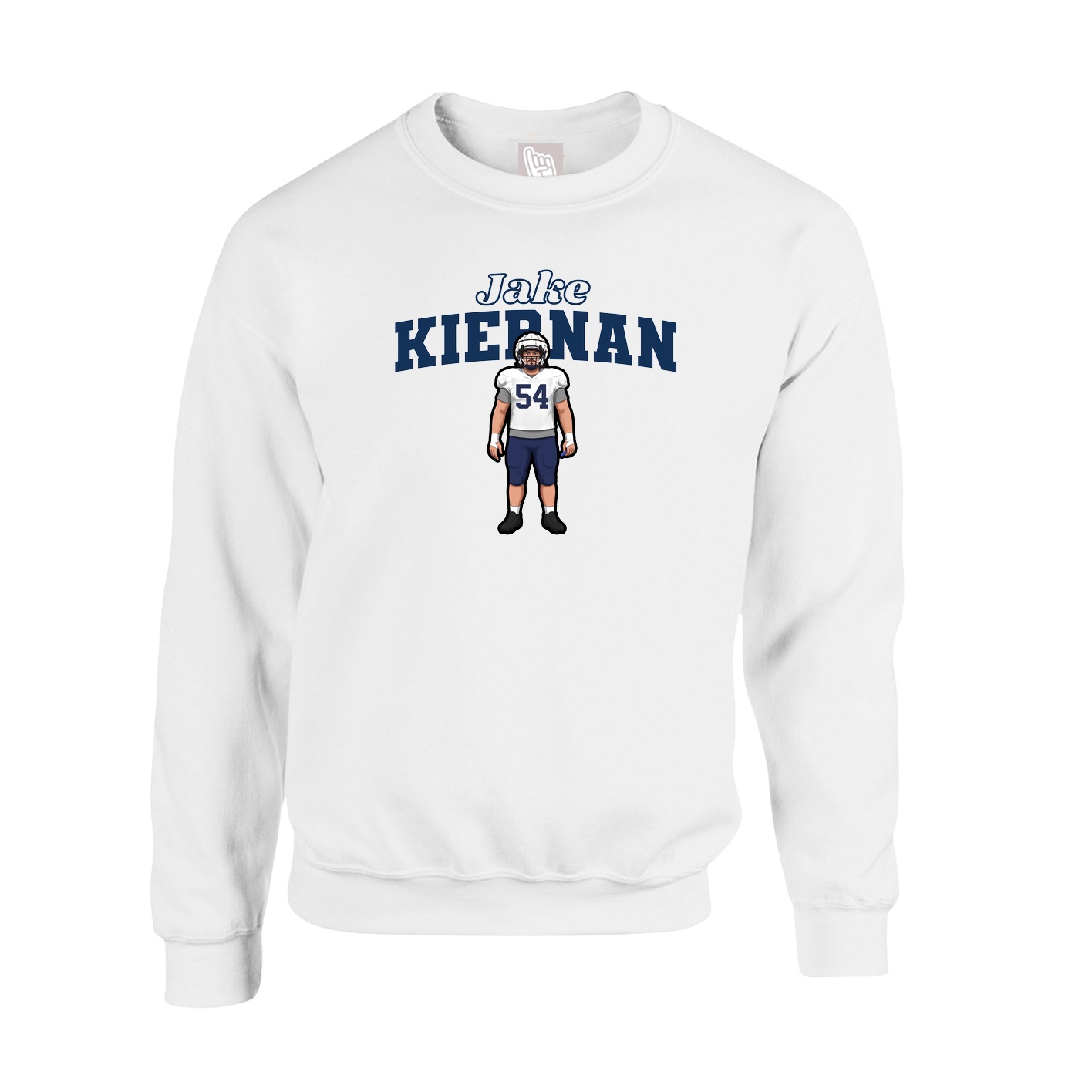 Fleece Crew — Name Arch in White