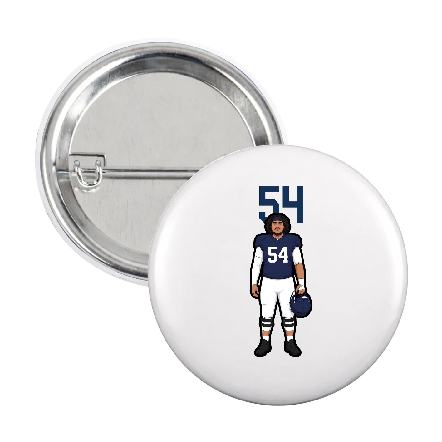 Game Day Button — Number Top in White