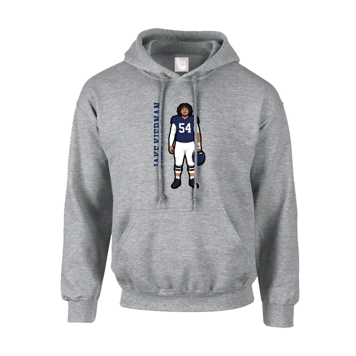 Hoodie — Name Vertical in Grey