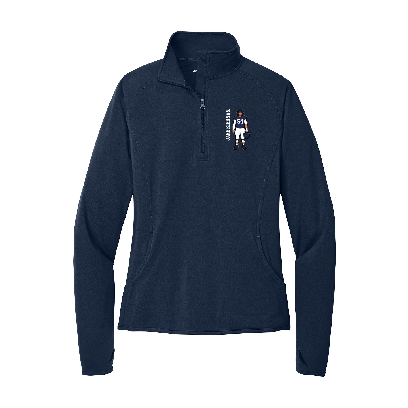 Women's Q-Zip Pullover — Name Vertical in Navy