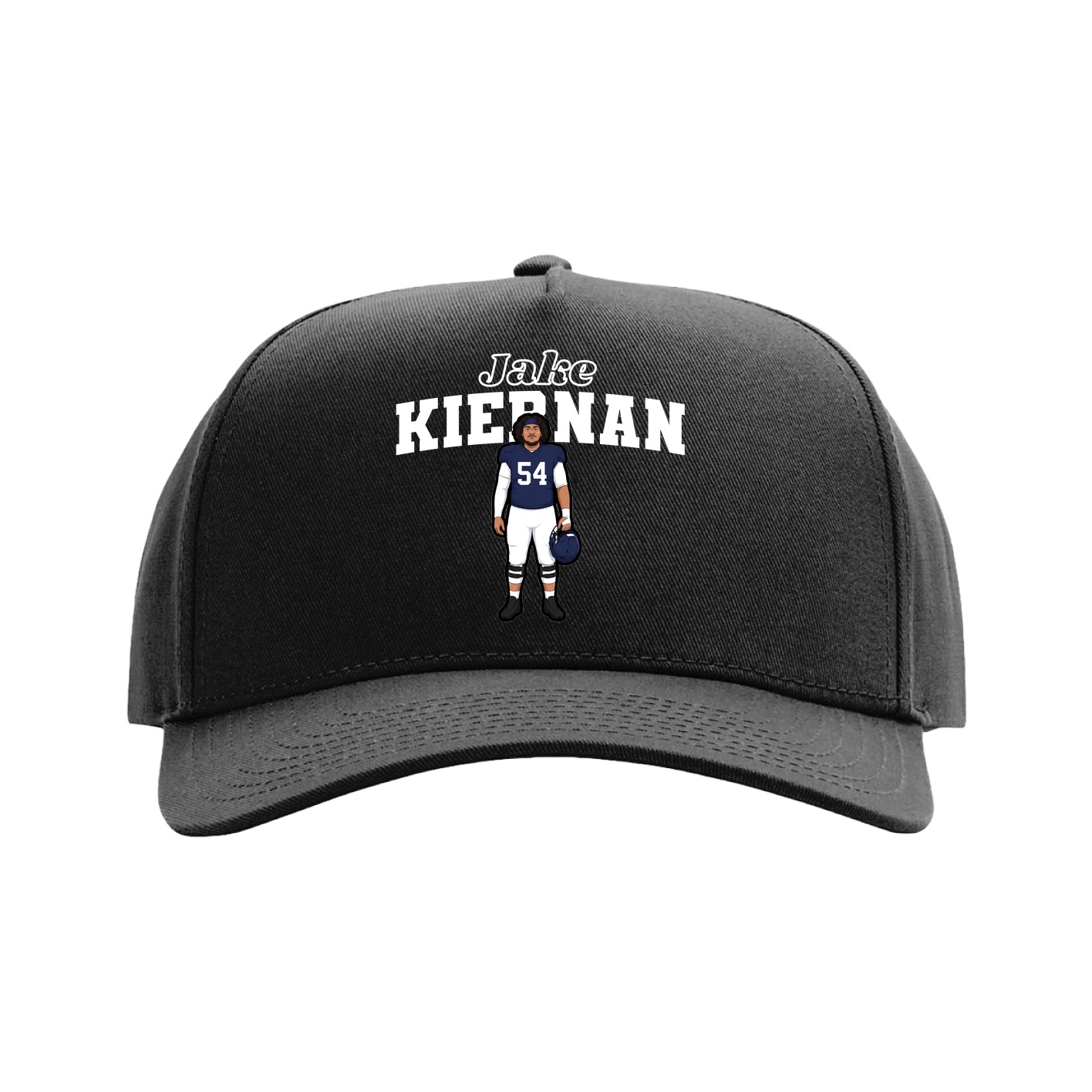 Full Fabric Five-Panel Champ Cap — Name Arch in Black