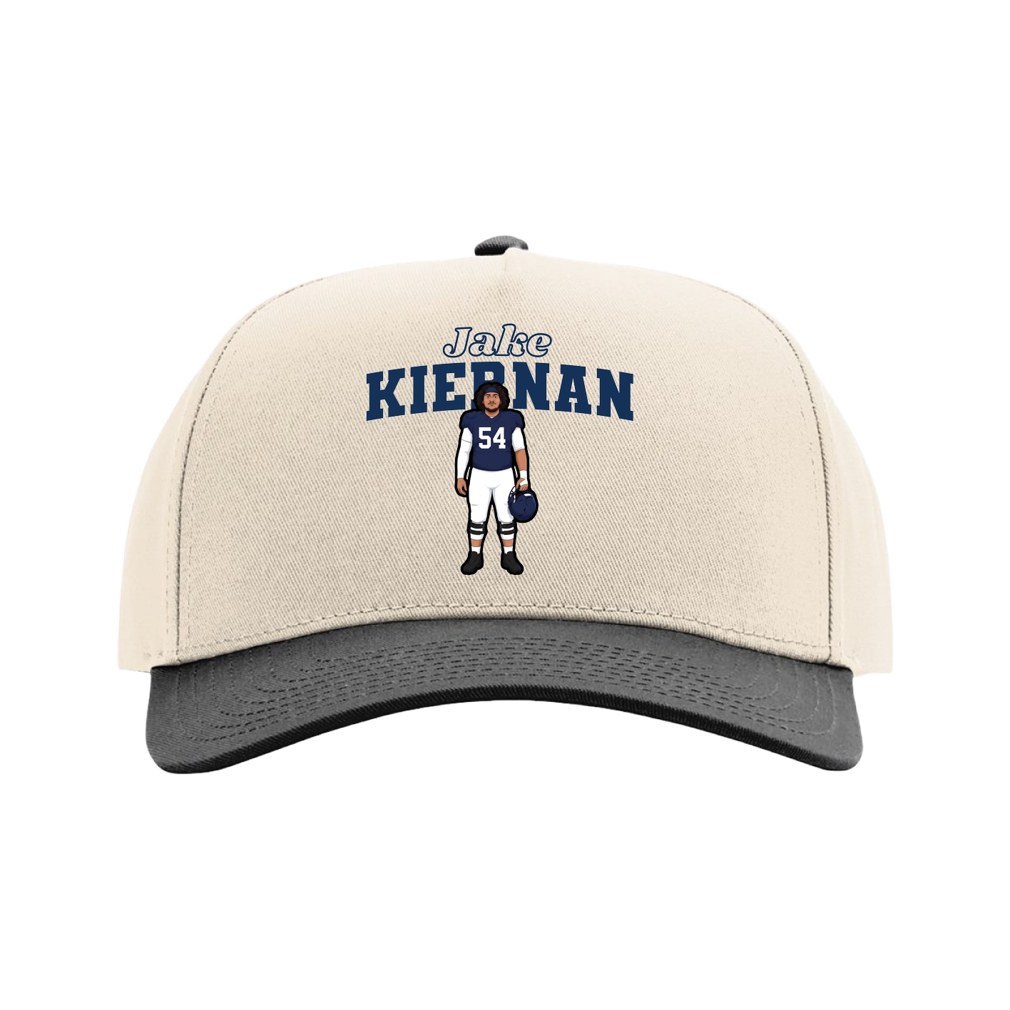 Full Fabric Five-Panel Champ Cap — Name Arch in Cream/Black