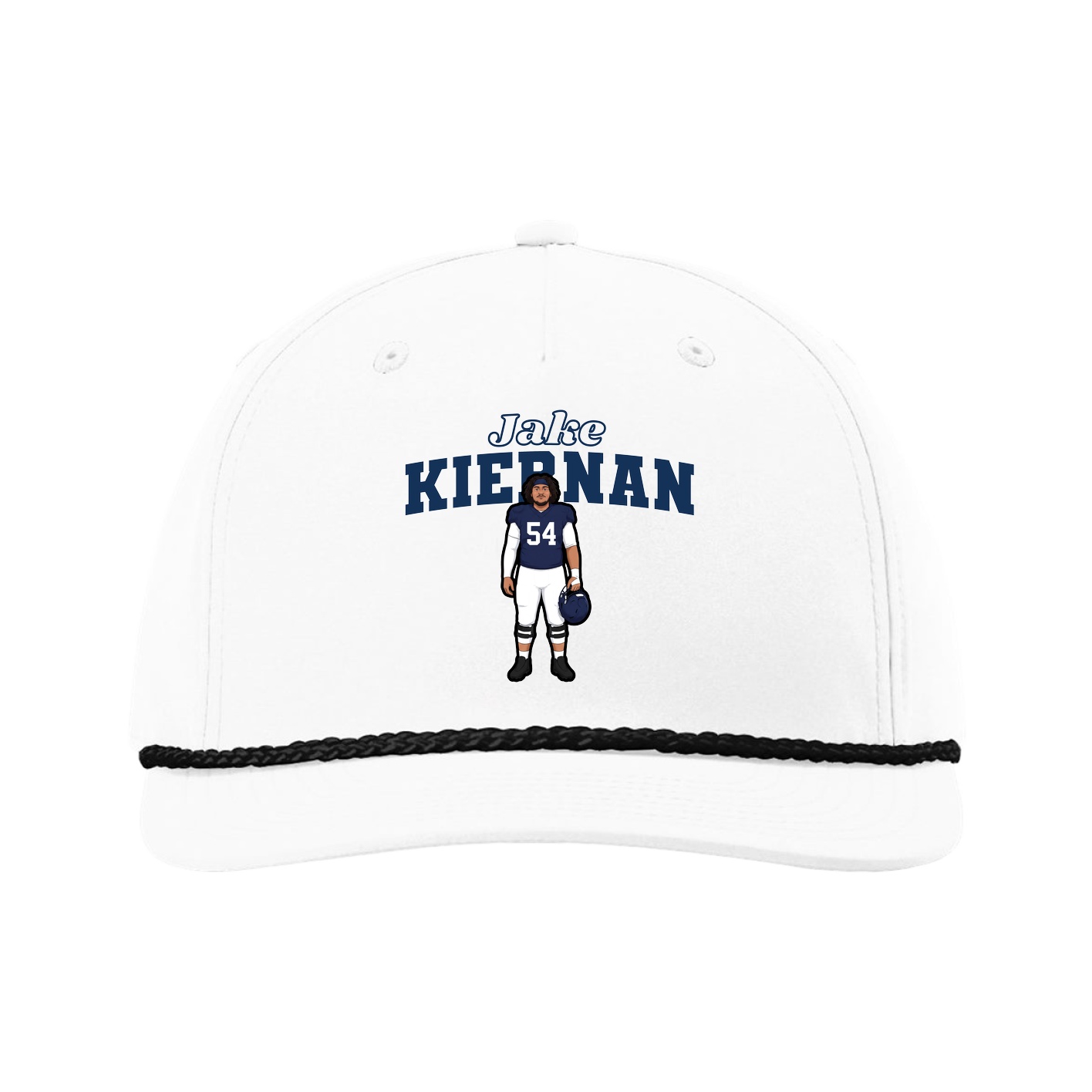 Five-Panel Classic Rope Cap — Name Arch in White