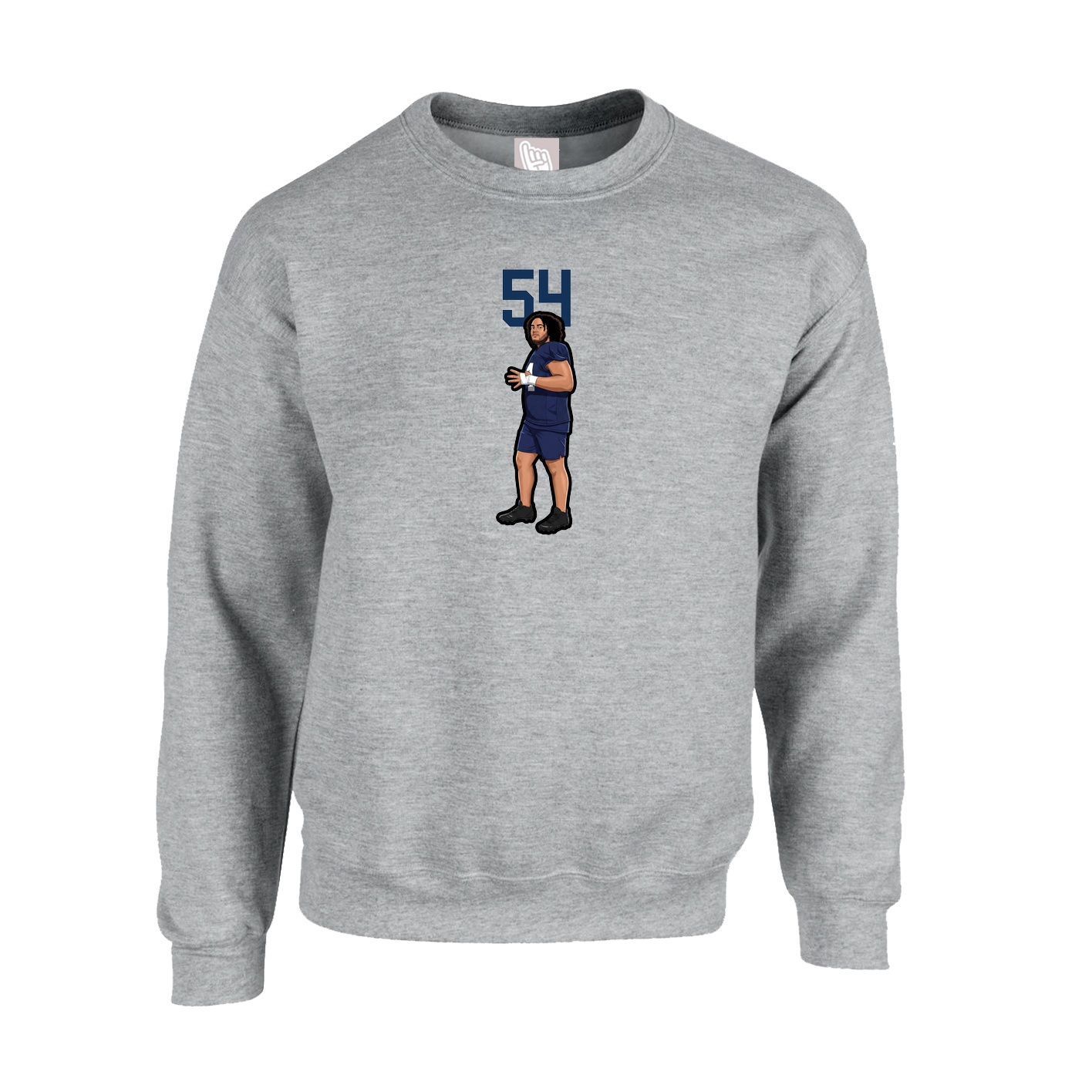 Fleece Crew — Number Top in Grey