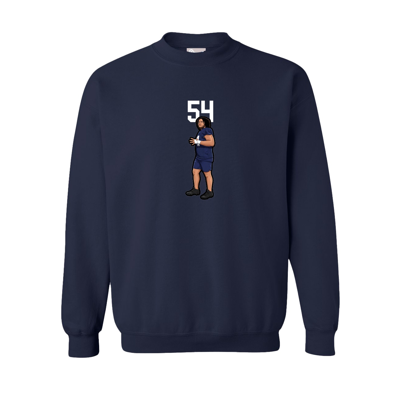 Fleece Crew — Number Top in Navy