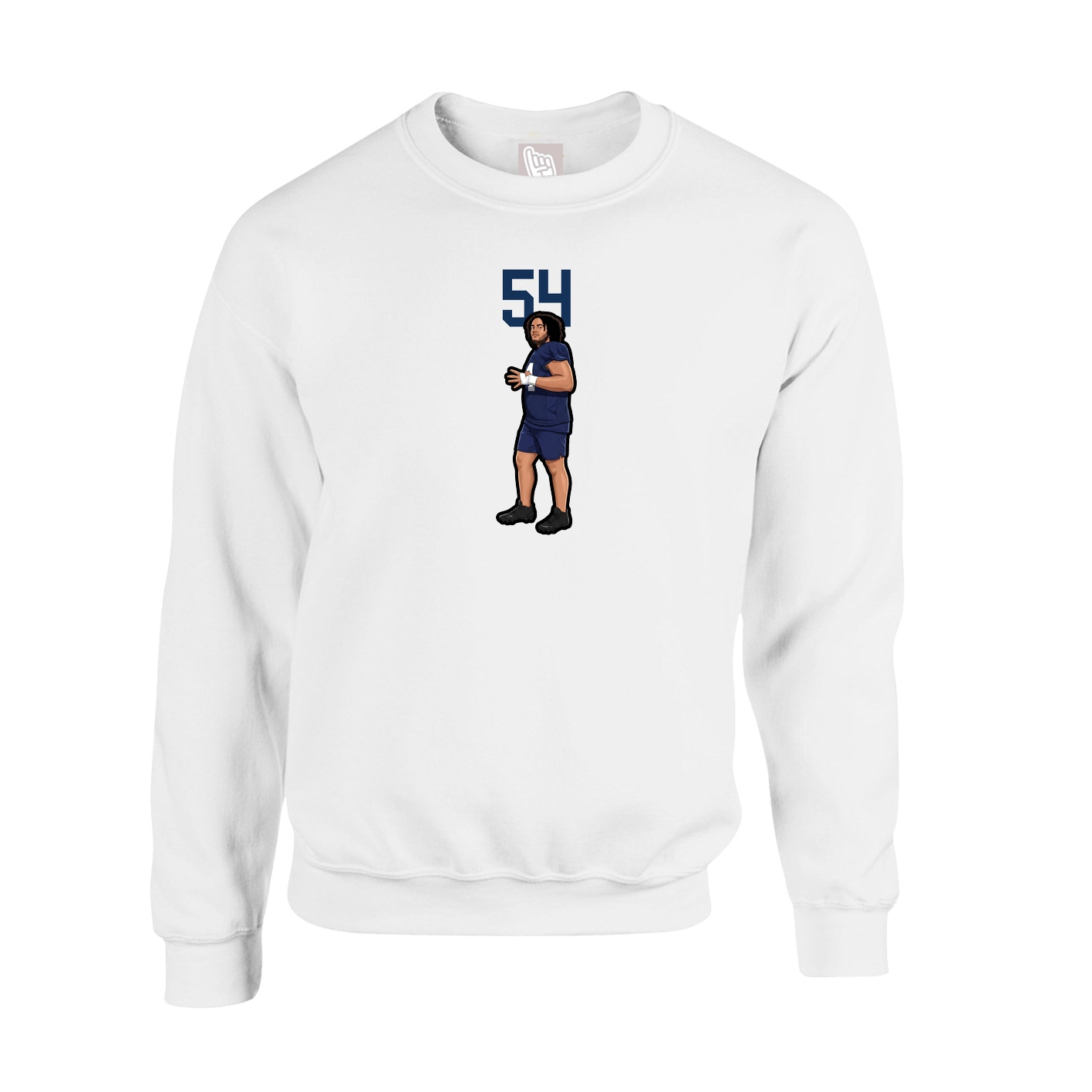 Fleece Crew — Number Top in White