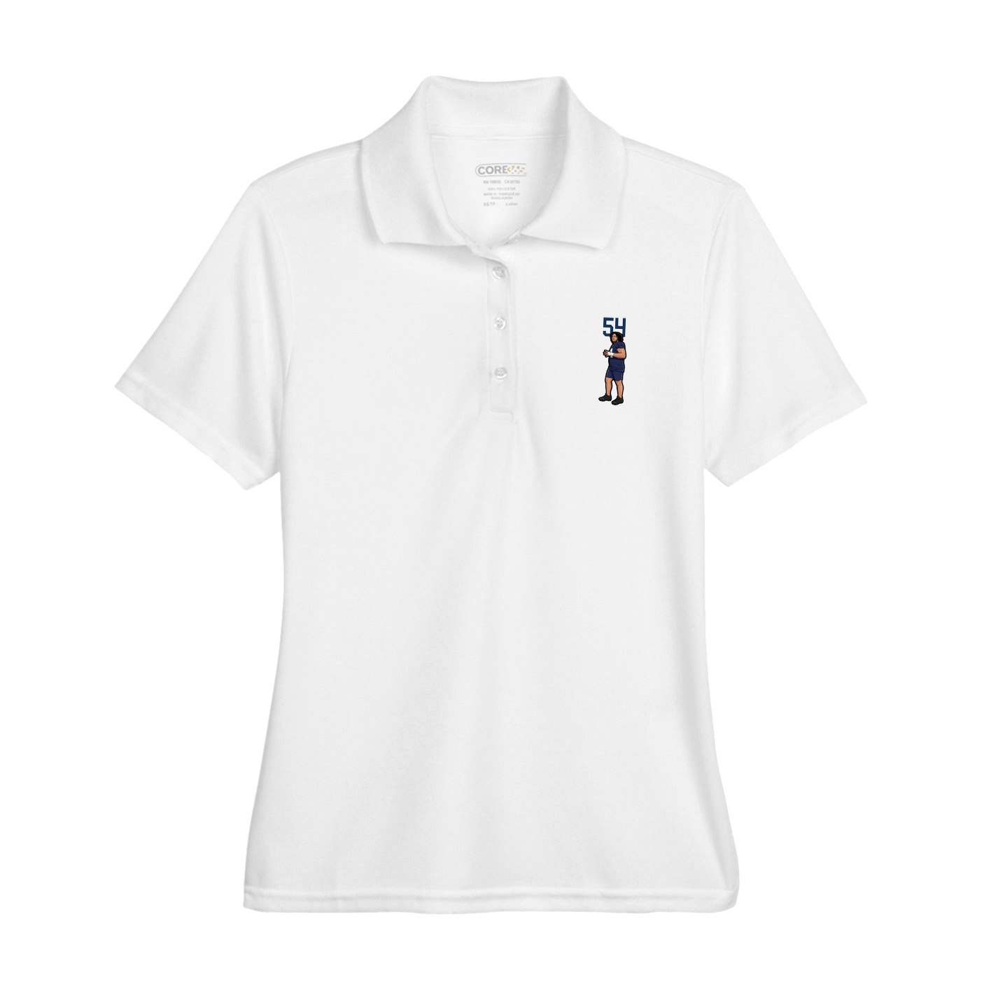Womens Performance Polo — Number Top in White