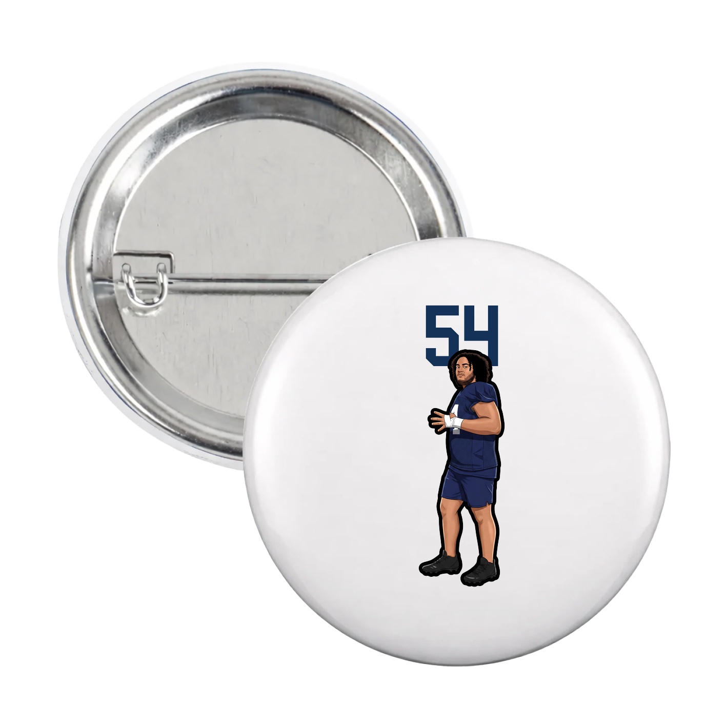 Game Day Button — Number Top in White