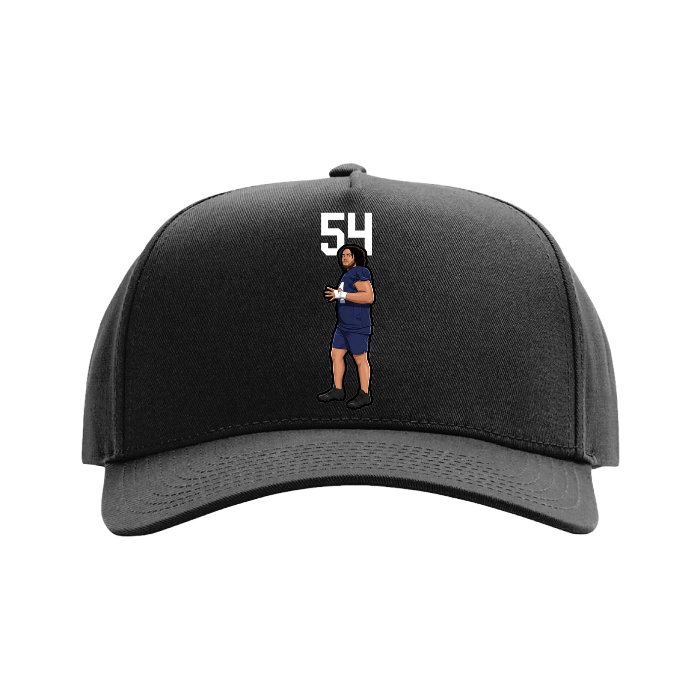 Full Fabric Five-Panel Champ Cap — Number Top in Black