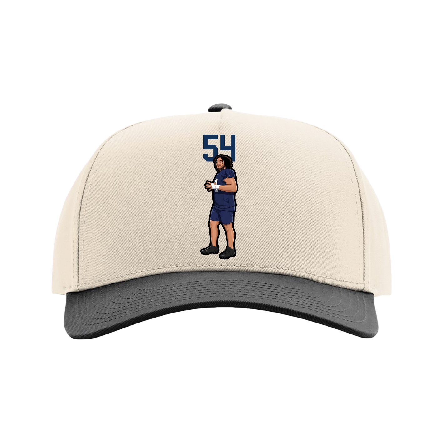 Full Fabric Five-Panel Champ Cap — Number Top in Cream/Black
