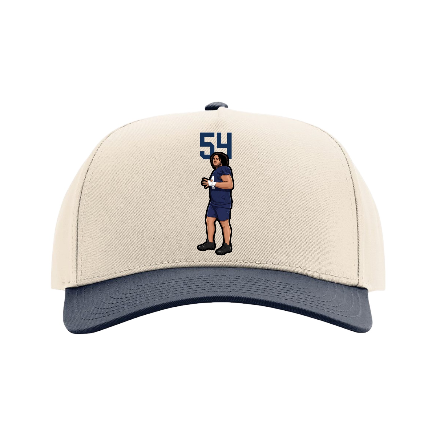 Full Fabric Five-Panel Champ Cap — Number Top in Cream/Navy