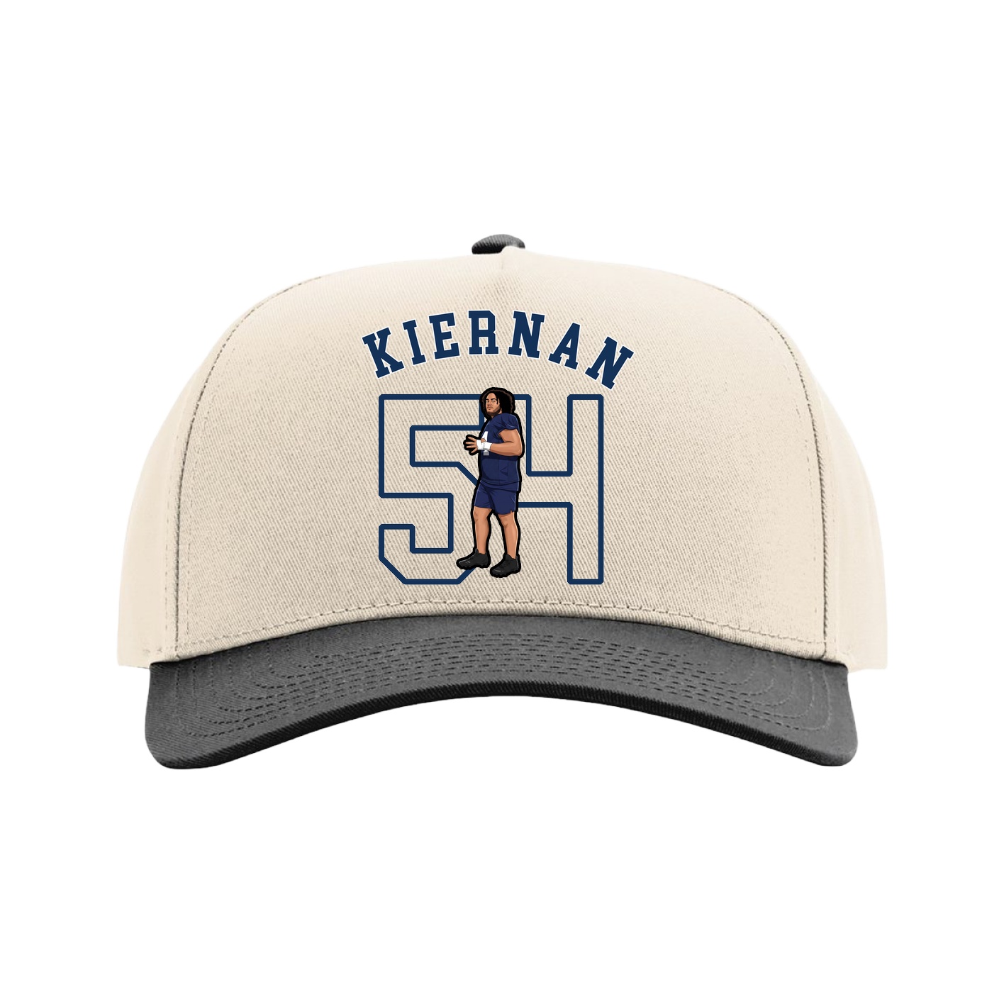 Full Fabric Five-Panel Champ Cap — Shirsey Arch in Cream/Black