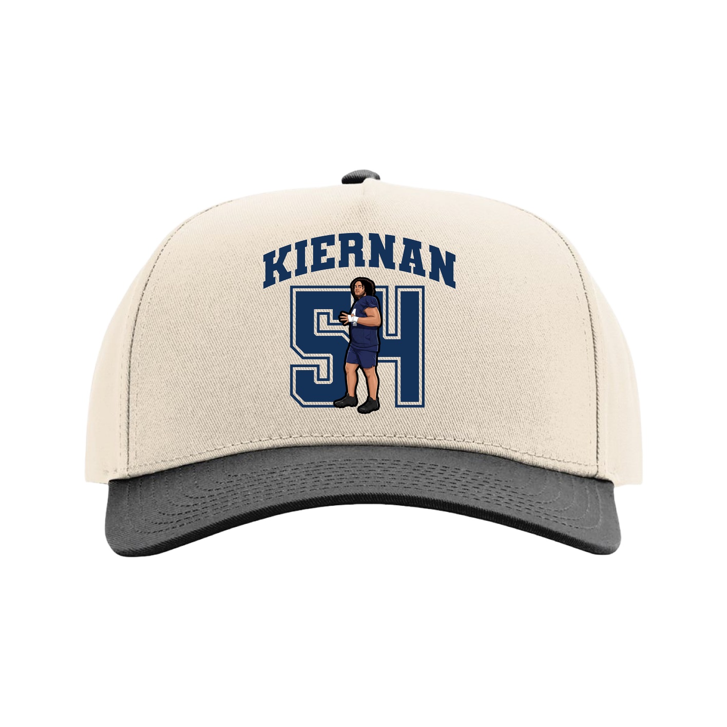 Full Fabric Five-Panel Champ Cap — Number in Cream/Black
