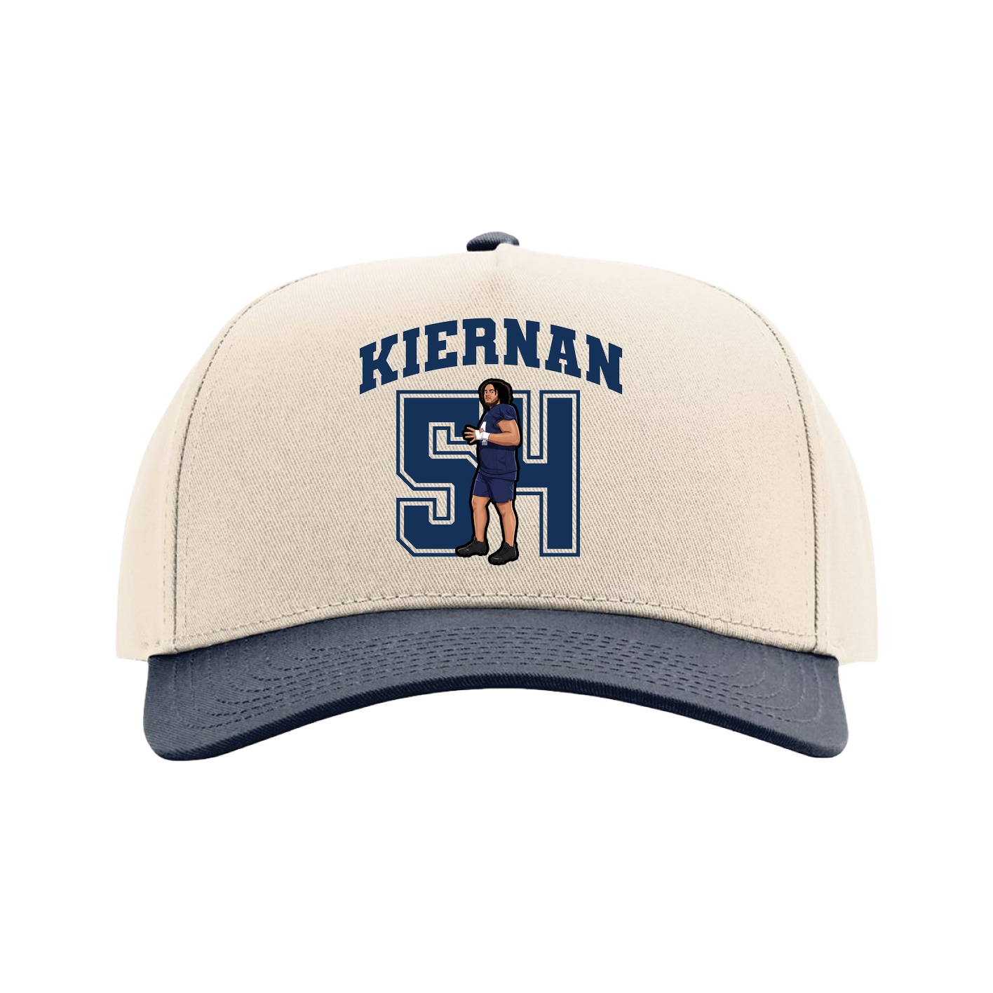 Full Fabric Five-Panel Champ Cap — Number in Cream/Navy